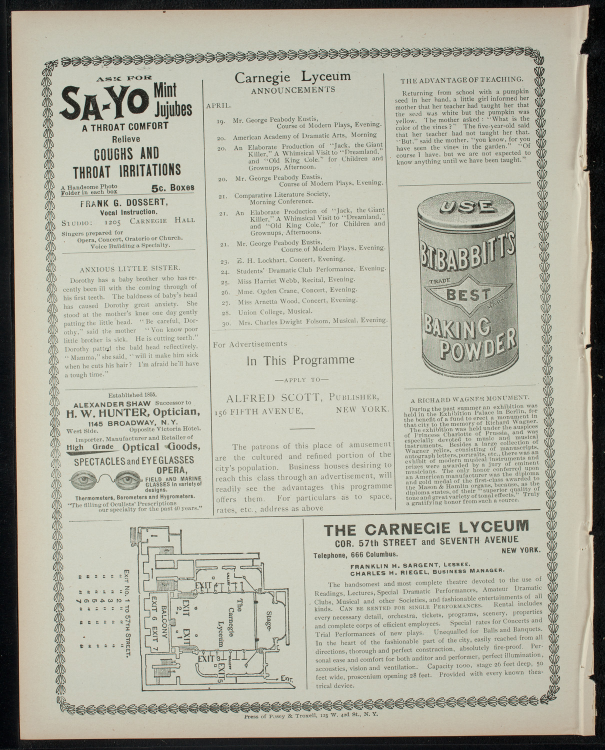Jack the Giant Killer, April 19, 1900, program page 4