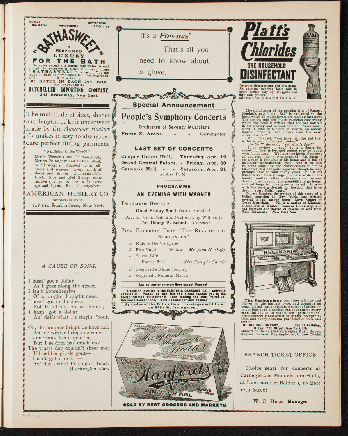 New York Banks' Glee Club, April 17, 1906, program page 9