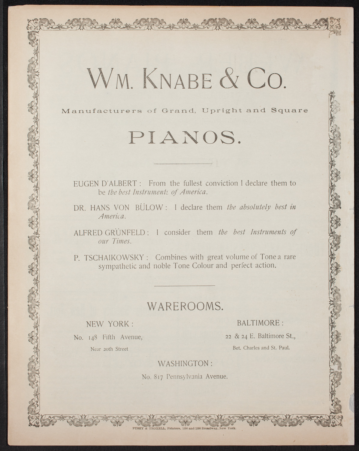 Grand Wagner Concert to Benefit the Orthopaedic Dispensary and Hospital, February 21, 1893, program page 8