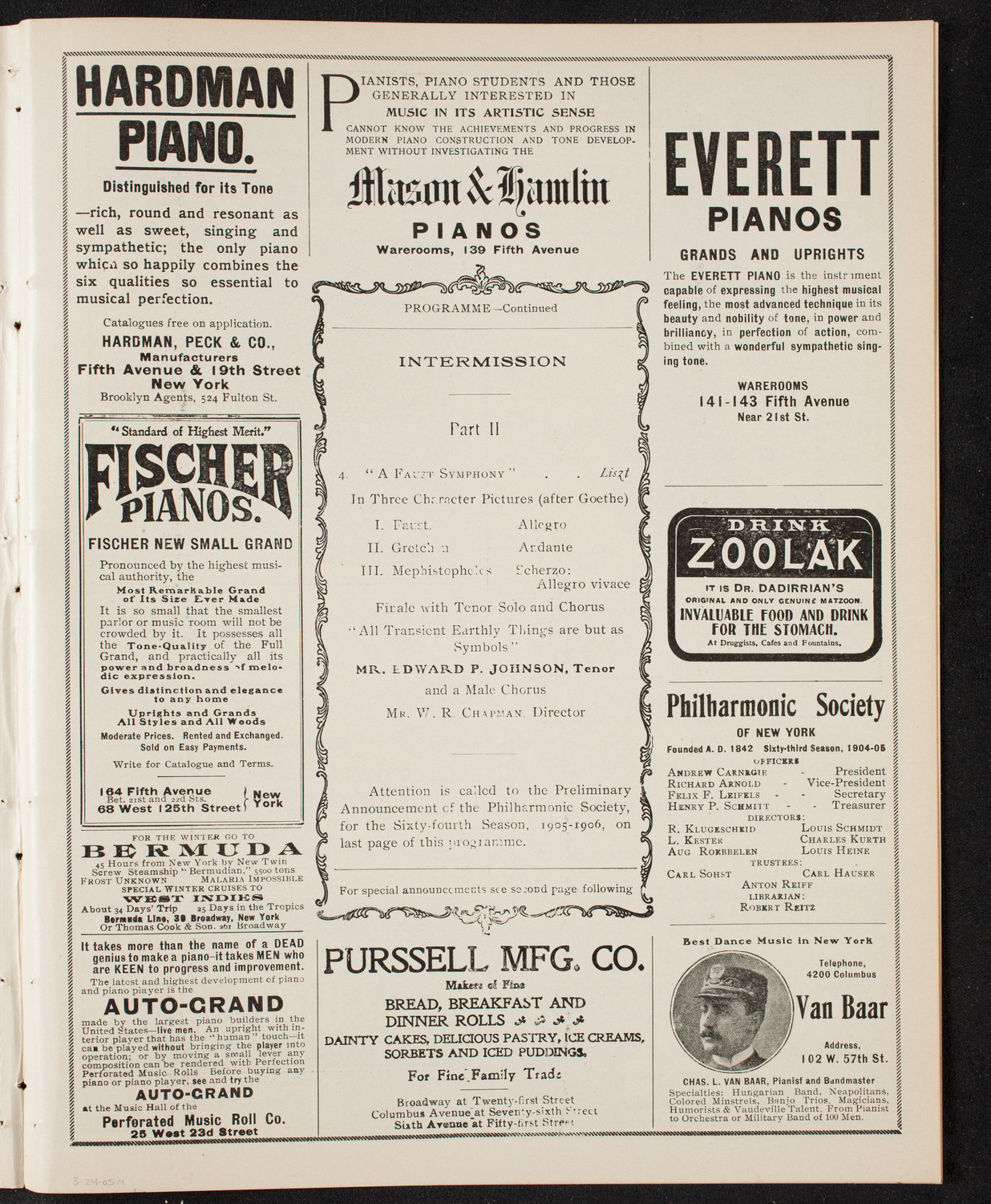 New York Philharmonic, March 24, 1905, program page 7