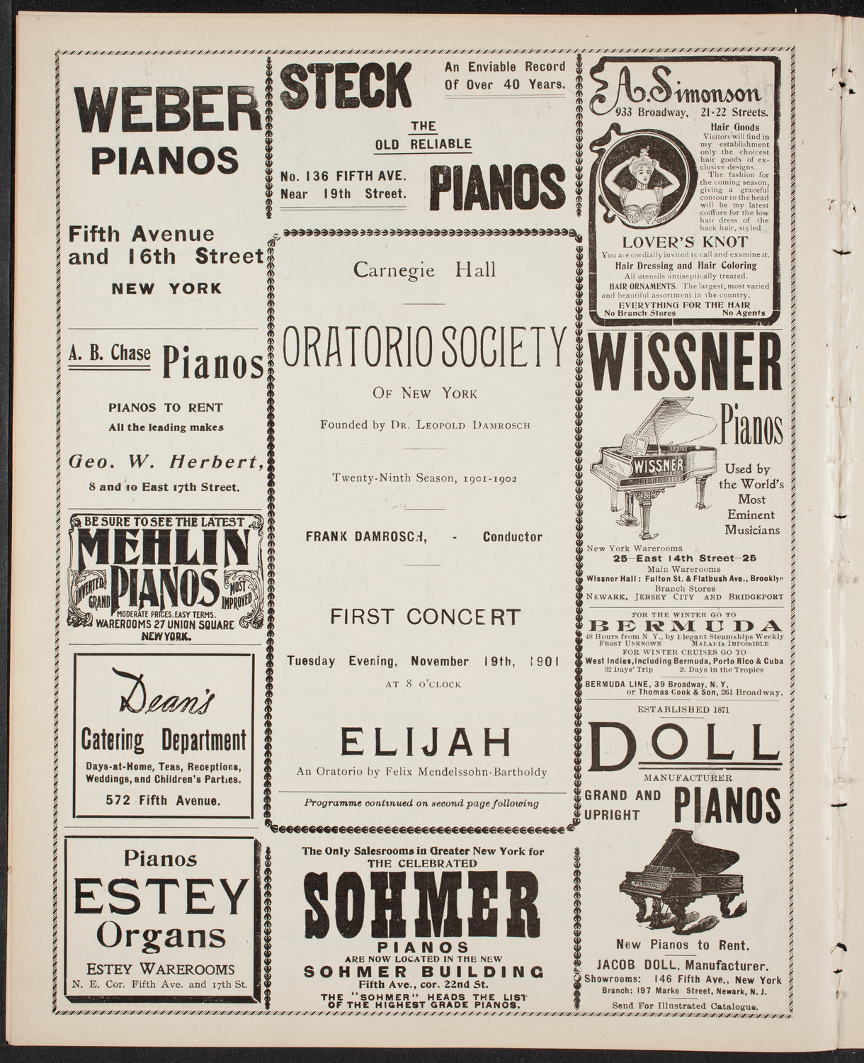 Oratorio Society of New York, November 19, 1901, program page 6