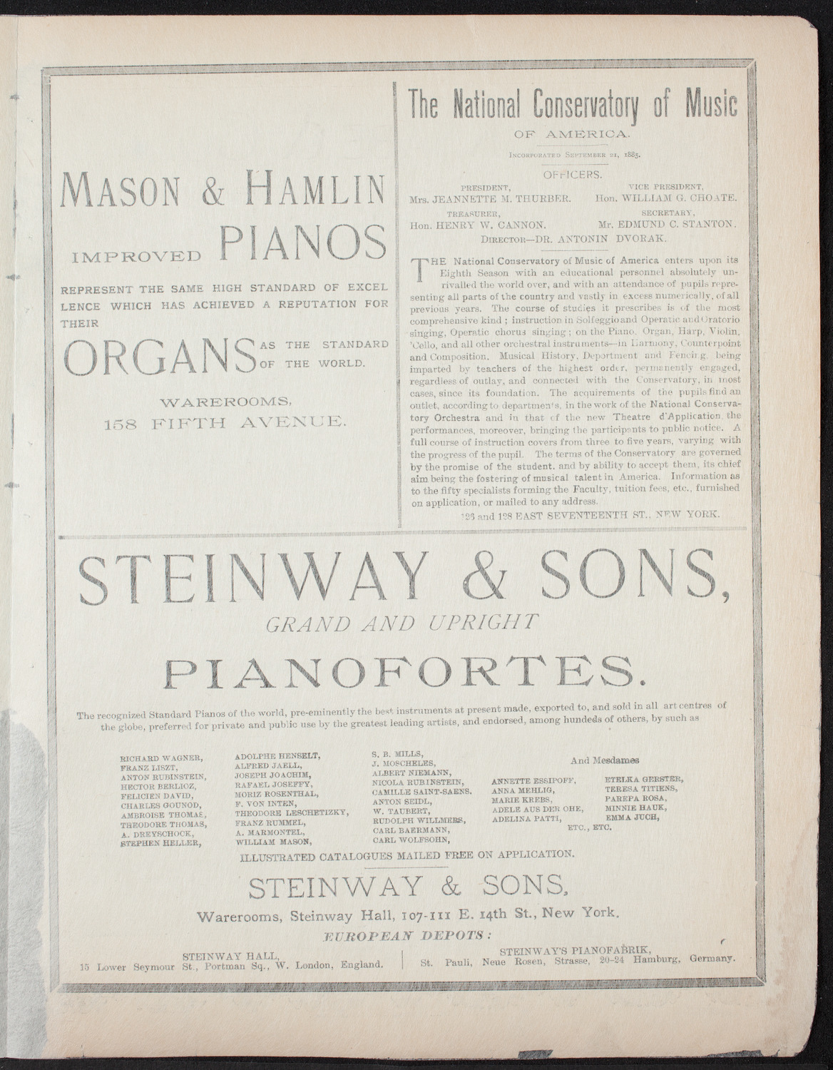 New York Symphony String Quartet, March 7, 1893, program page 3