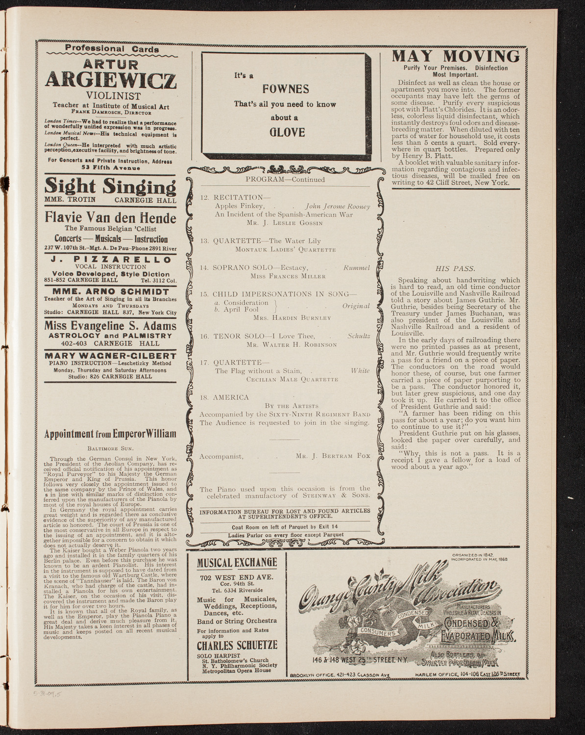 Grand Army of the Republic Memorial Day Exercises, May 31, 1909, program page 9