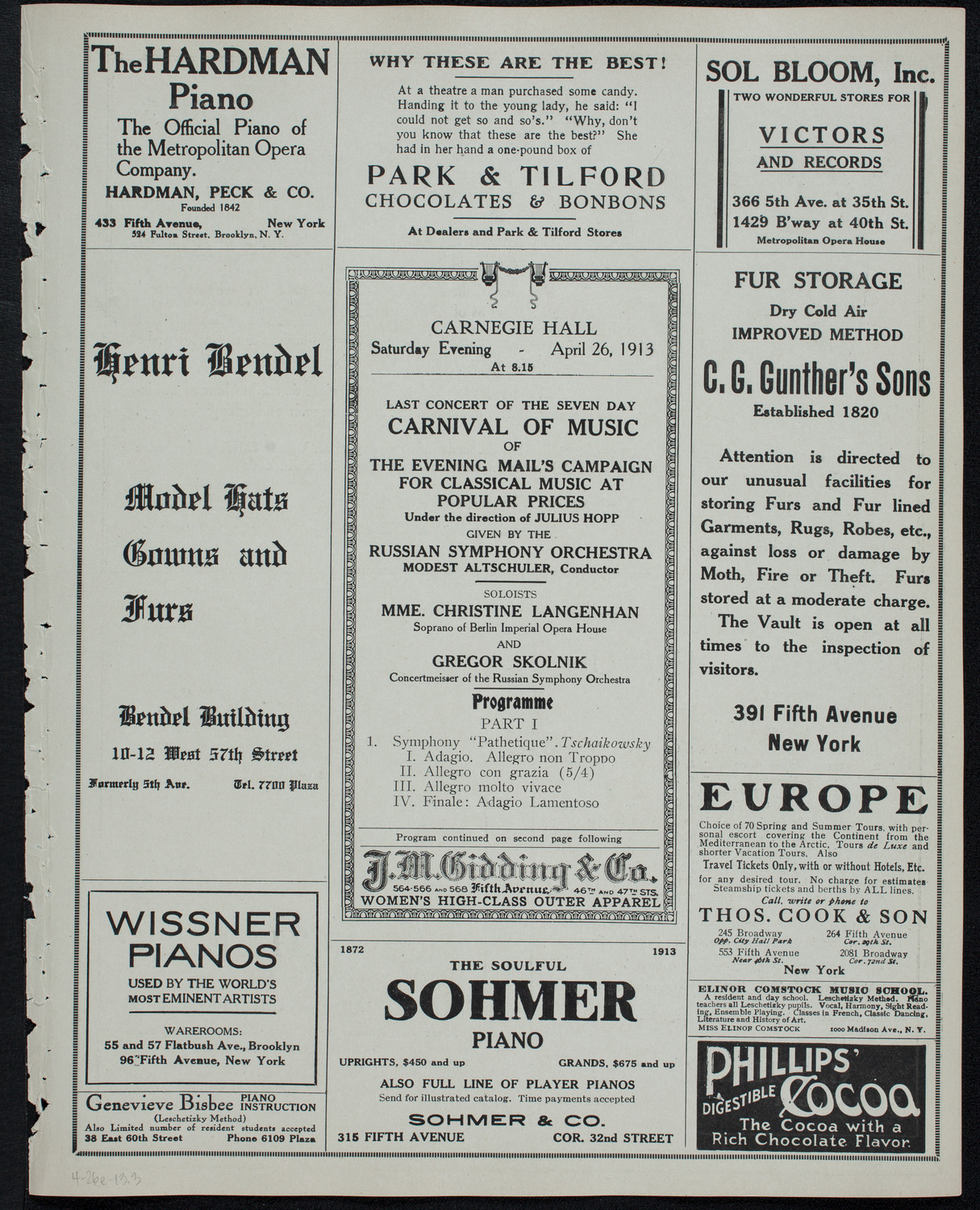 Russian Symphony Society of New York, April 26, 1913, program page 5