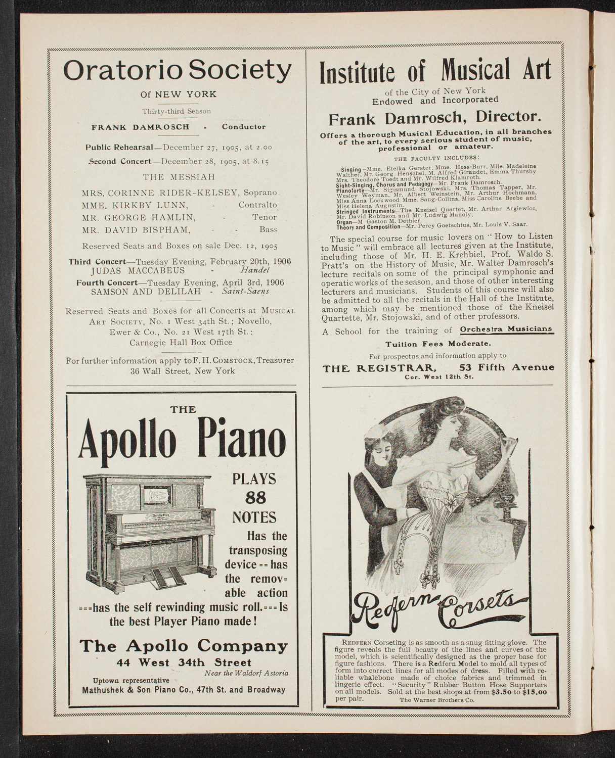 Musical Art Society of New York, December 14, 1905, program page 2