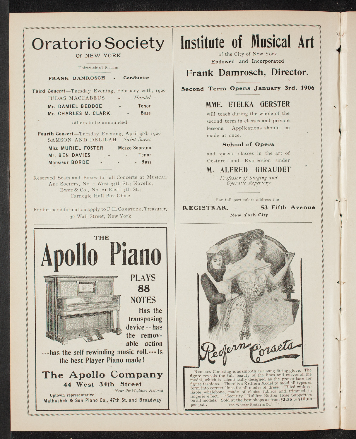 New York Philharmonic, January 20, 1906, program page 2