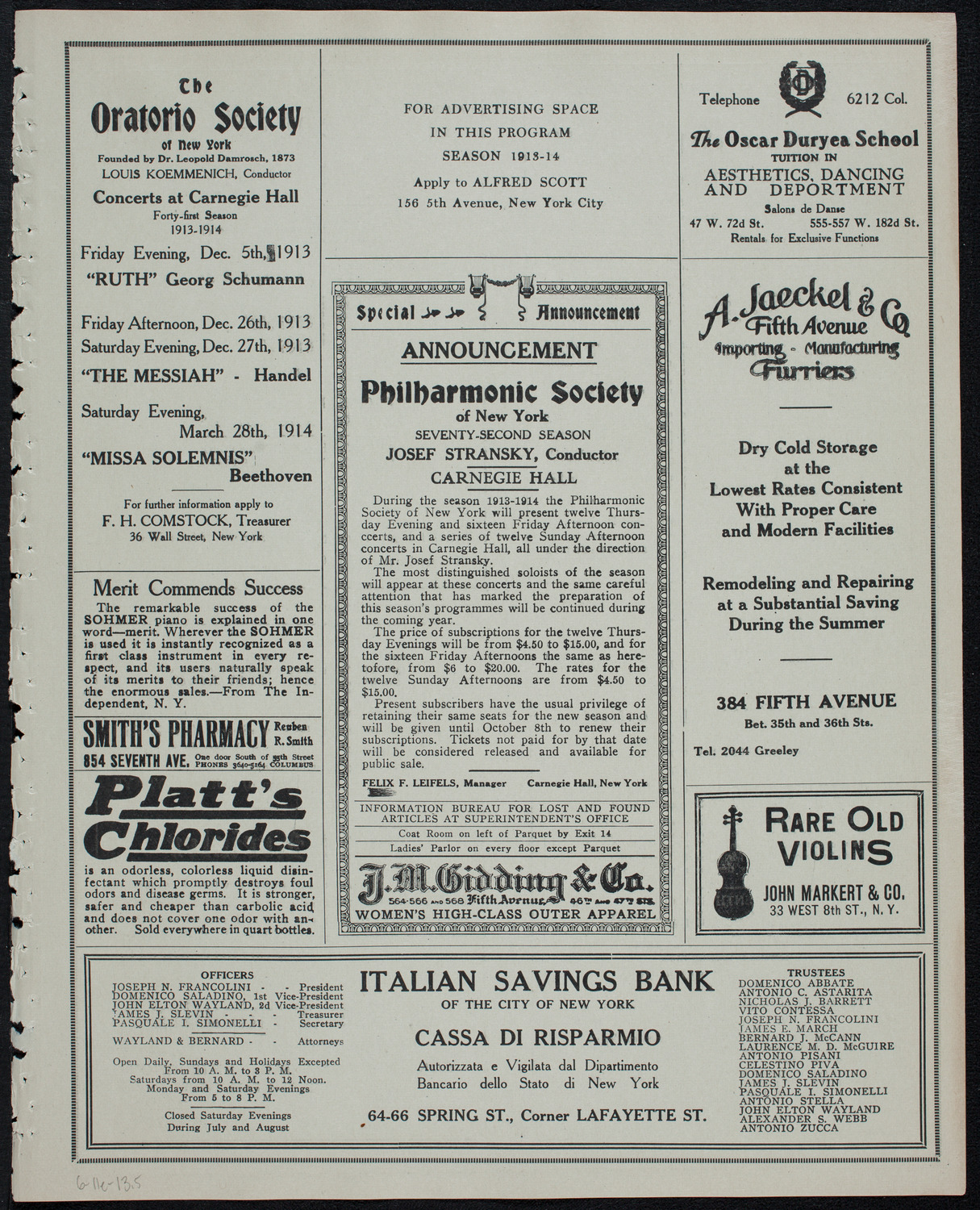 Graduation: New York Law School, June 11, 1913, program page 9