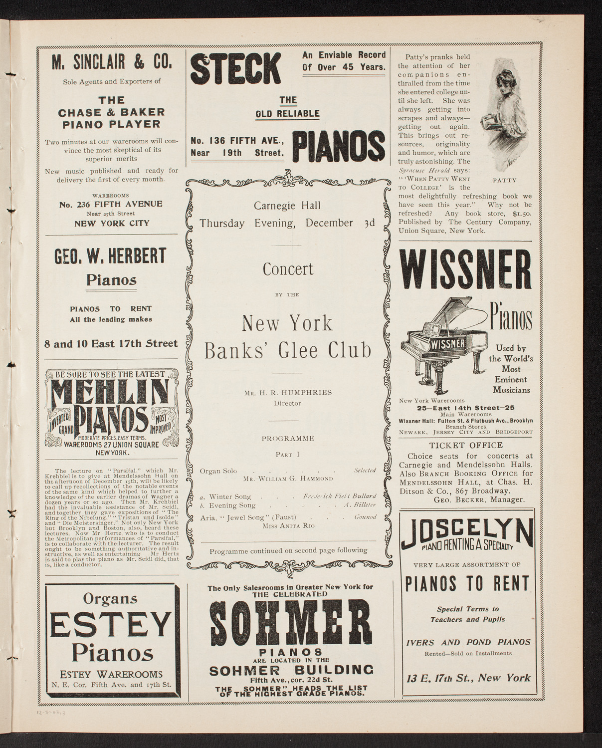 New York Banks' Glee Club, December 3, 1903, program page 5