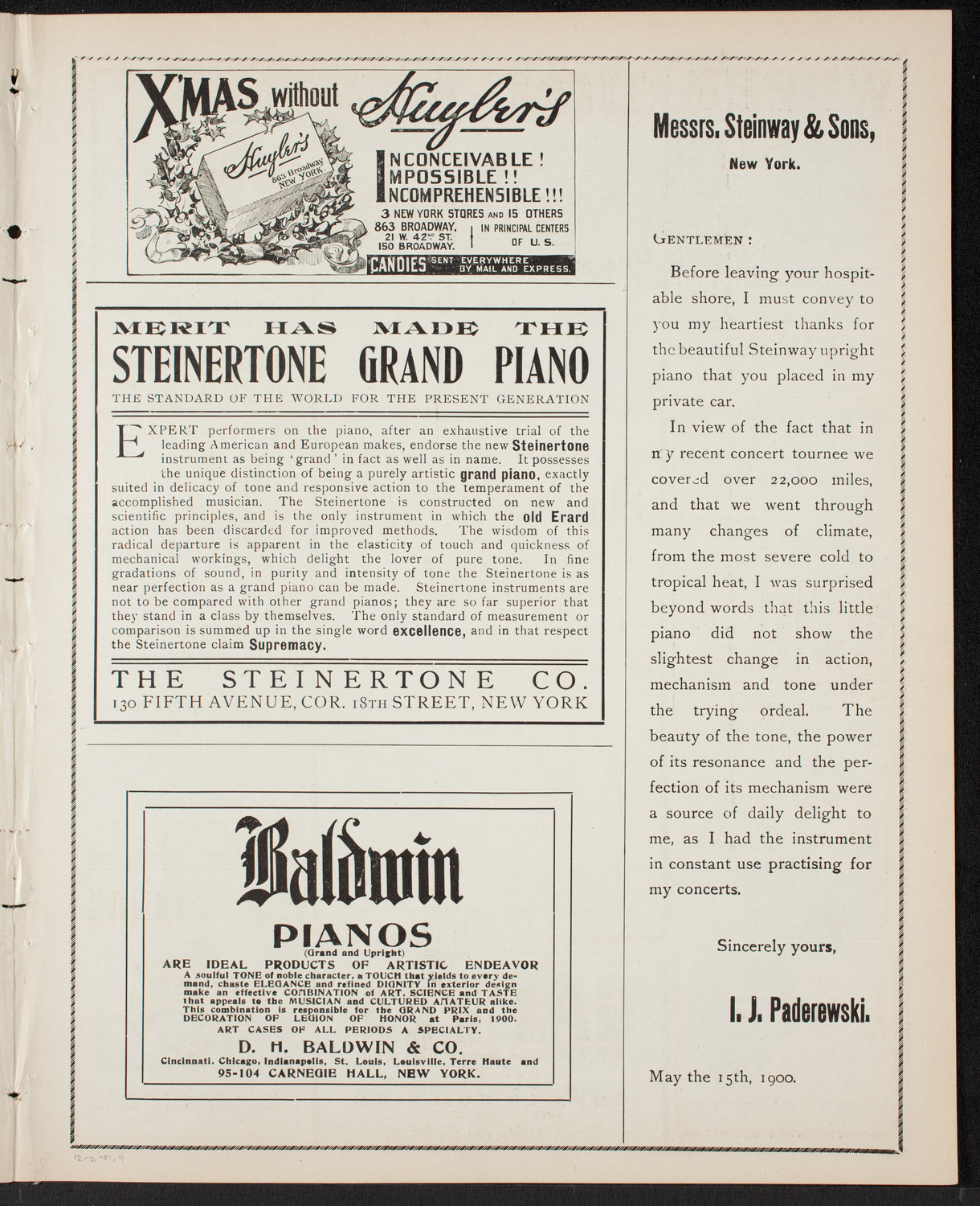 Jan Kubelik, Violin, with the Paur Symphony Orchestra, December 2, 1901, program page 7
