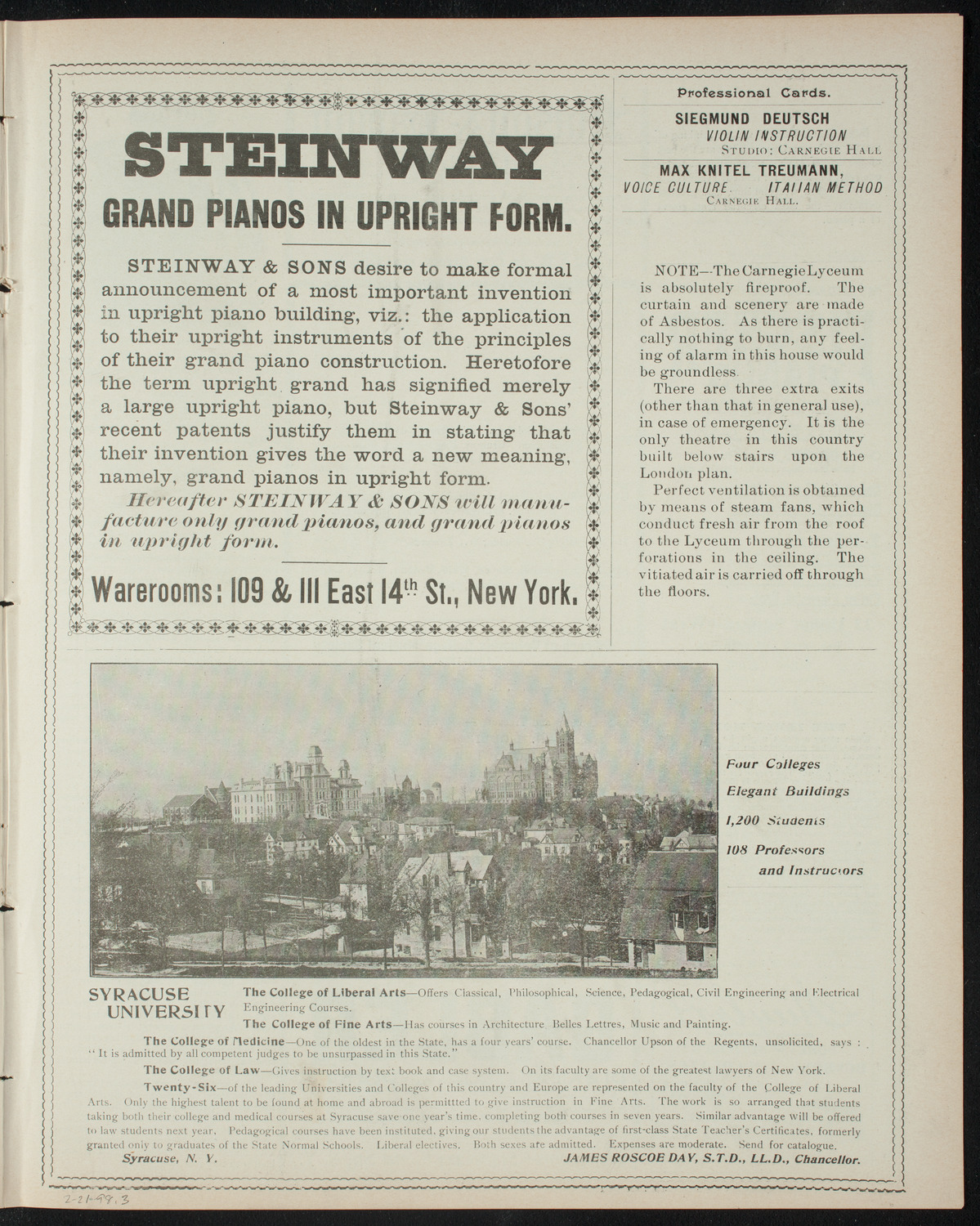 Columbia College Musical Society, February 21, 1898, program page 5