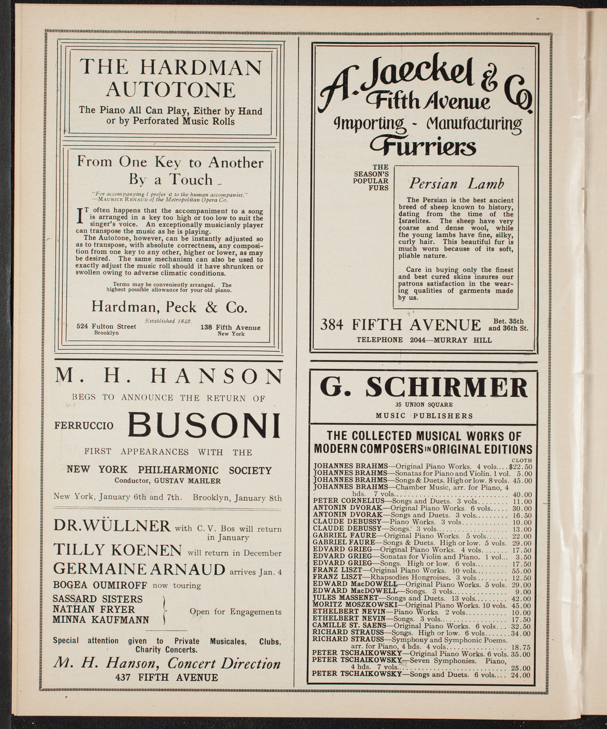 Boston Symphony Orchestra, December 11, 1909, program page 8