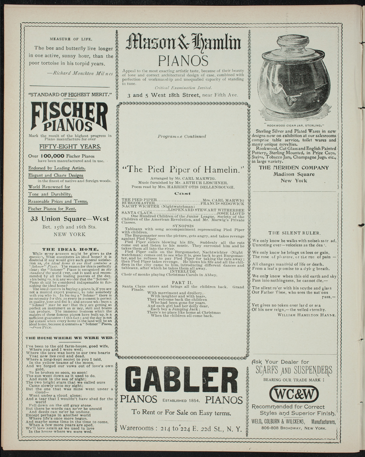 Holiday Pantomime by the Junior League, December 30, 1897, program page 6