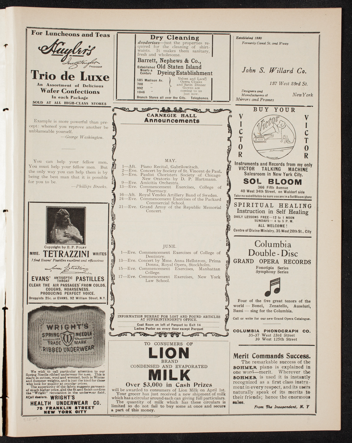 Catholic Oratorio Society, April 25, 1909, program page 3