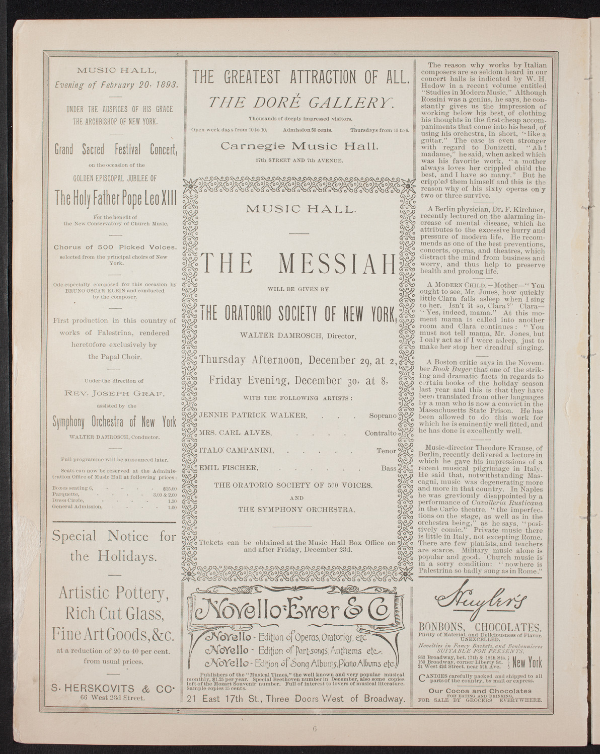New York Banks' Glee Club, December 14, 1892, program page 6