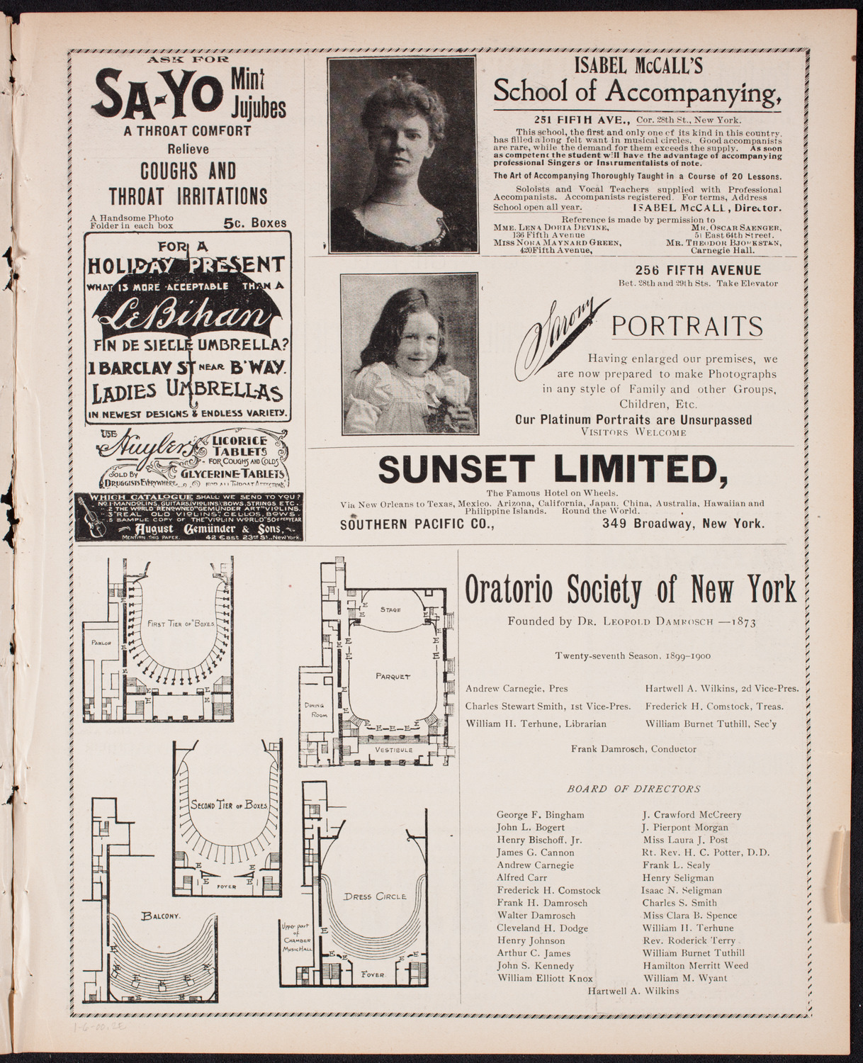 New York Philharmonic, January 6, 1900, program page 3