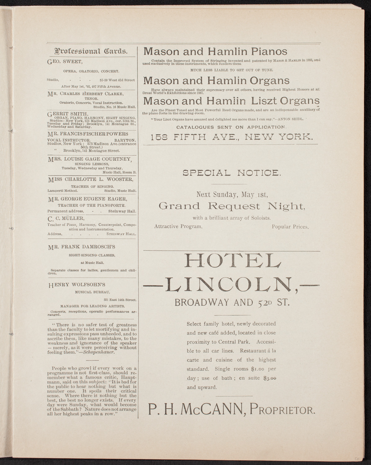 Our Quartette, April 26, 1892, program page 5