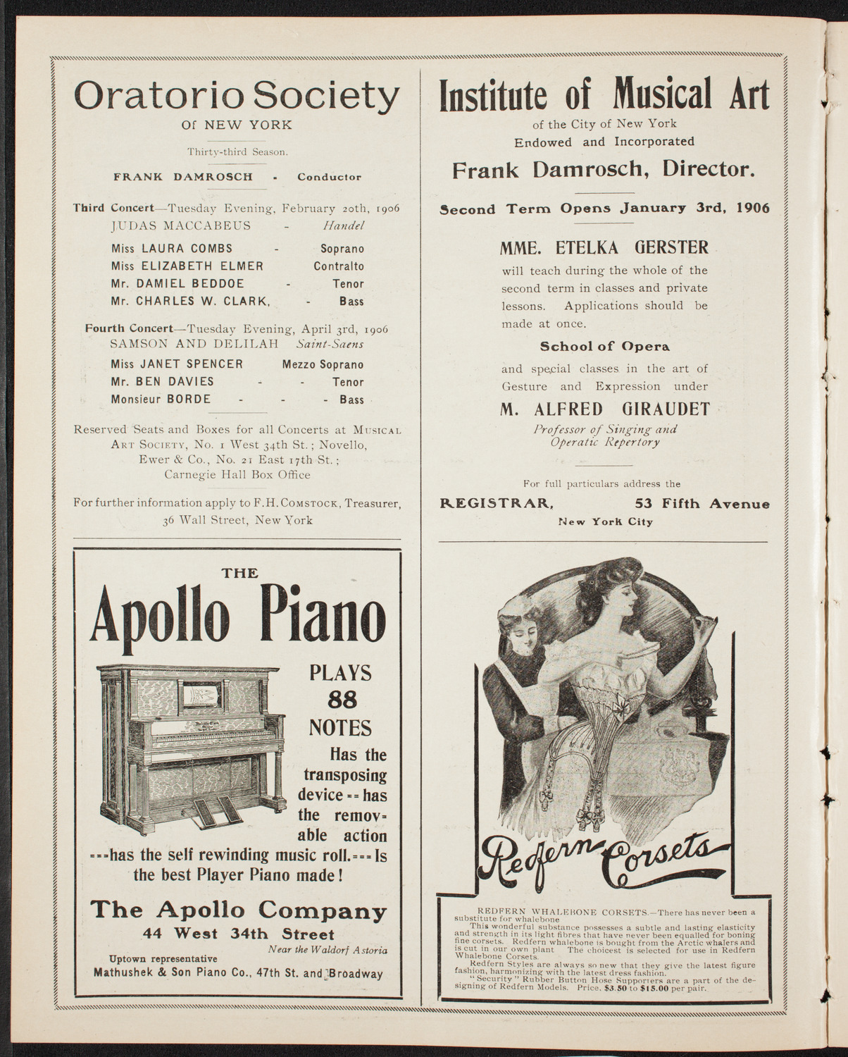 New York Banks' Glee Club, February 12, 1906, program page 2