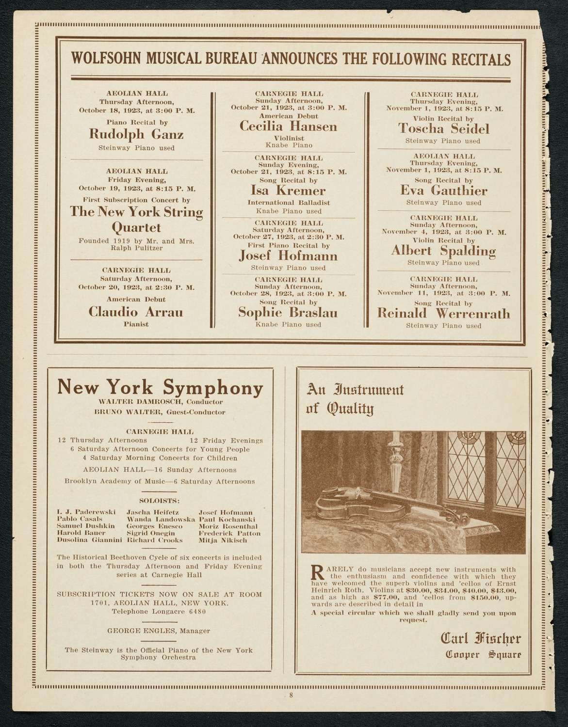 U.S. Marine Band, September 30, 1923, program page 8