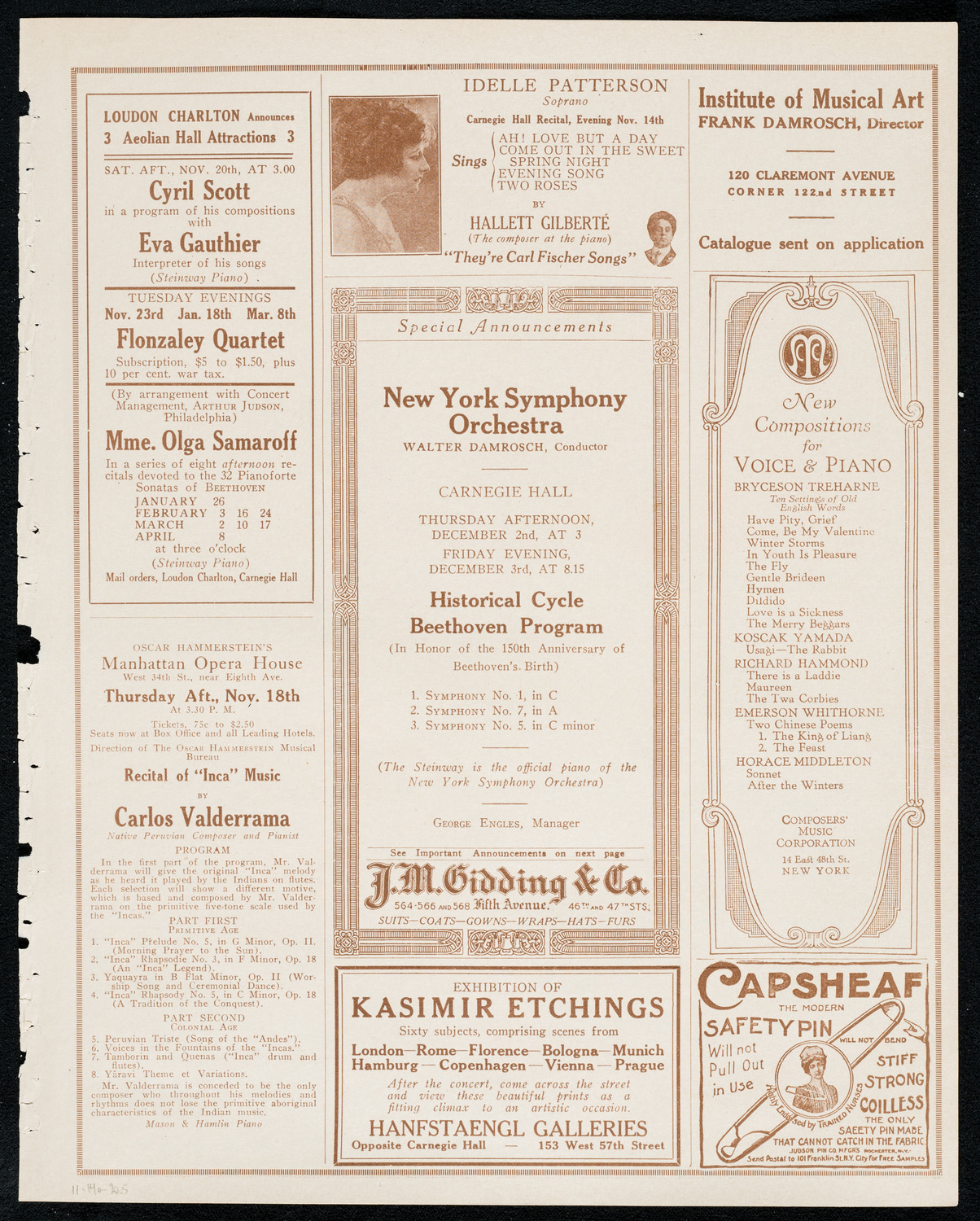 Reinald Werrenrath, Baritone, November 14, 1920, program page 9