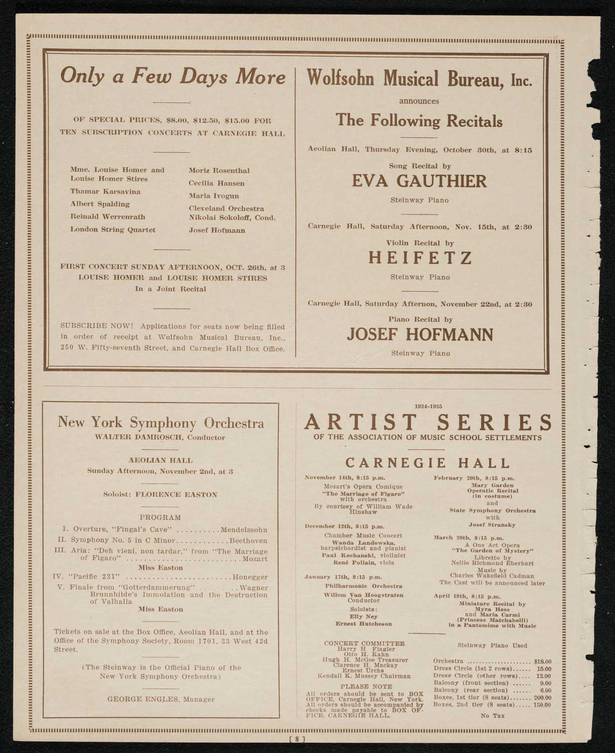 Socrate Barozzi, Violin, October 28, 1924, program page 8