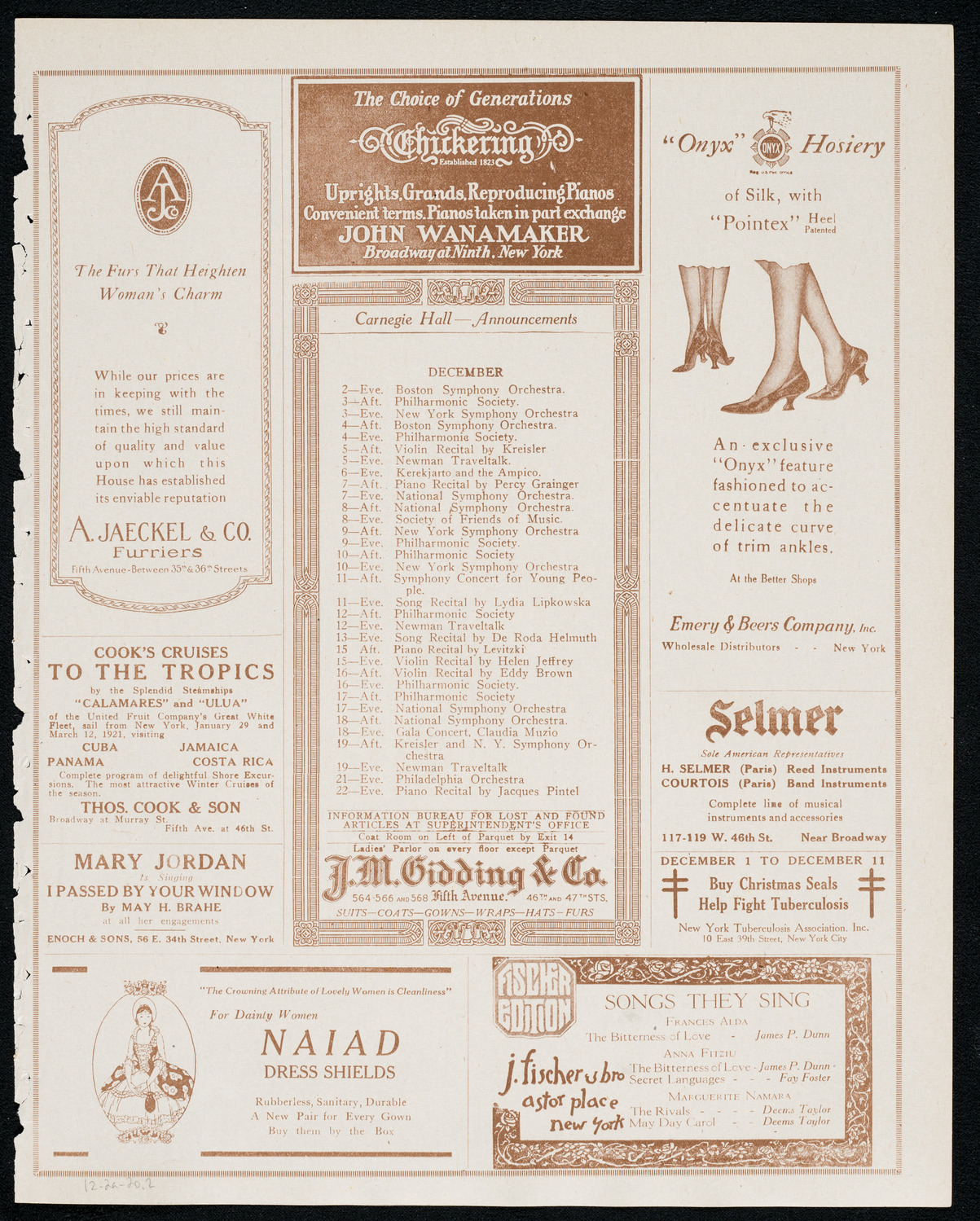 New York Symphony Orchestra, December 2, 1920, program page 3