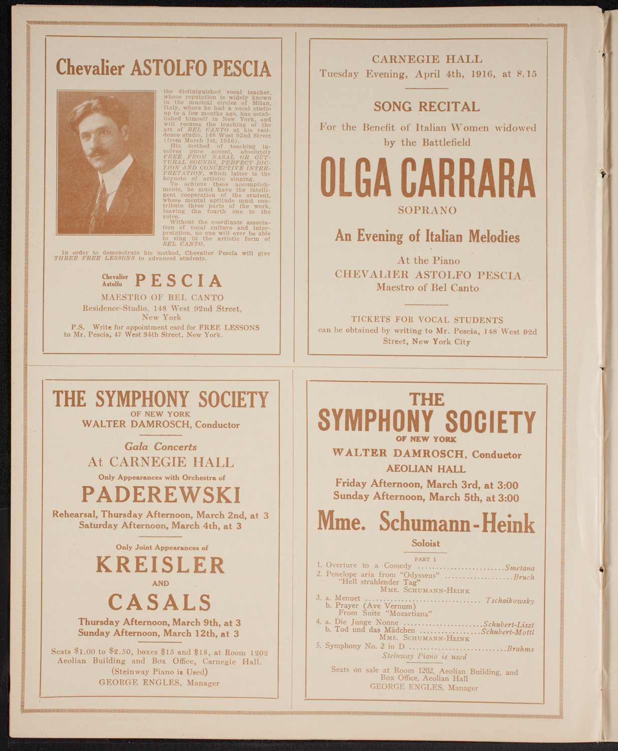 William Wade Hinshaw, February 29, 1916, program page 8