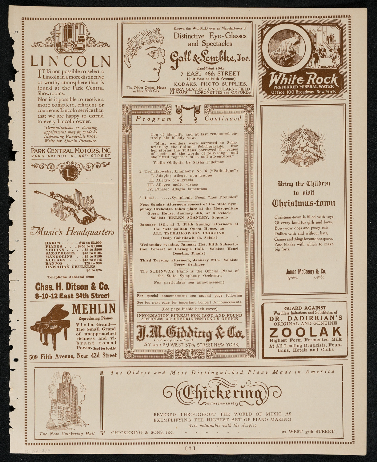 State Symphony Orchestra of New York, December 21, 1924, program page 7