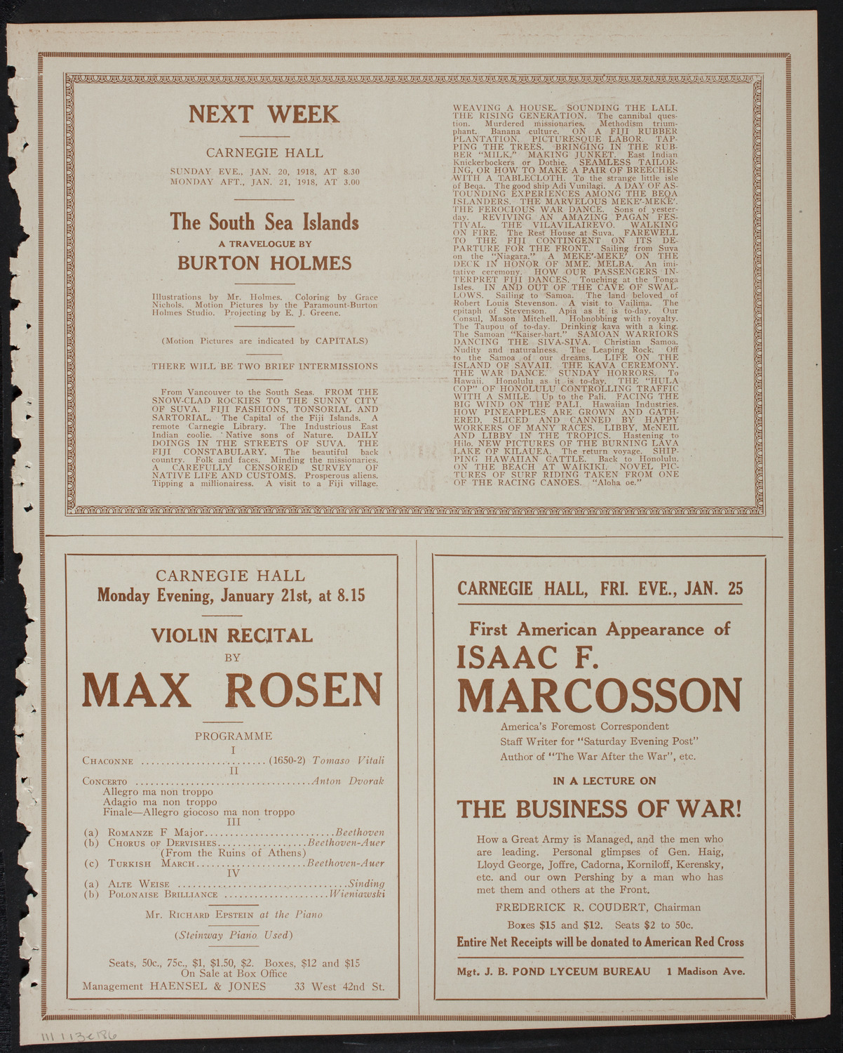 Burton Holmes Travelogue: New Zealand and Tasmania, January 13, 1918, program page 11