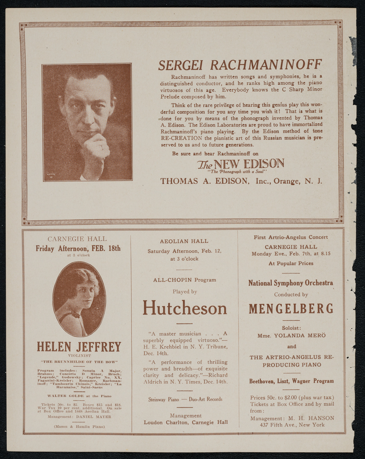 National Symphony Orchestra, February 1, 1921, program page 2