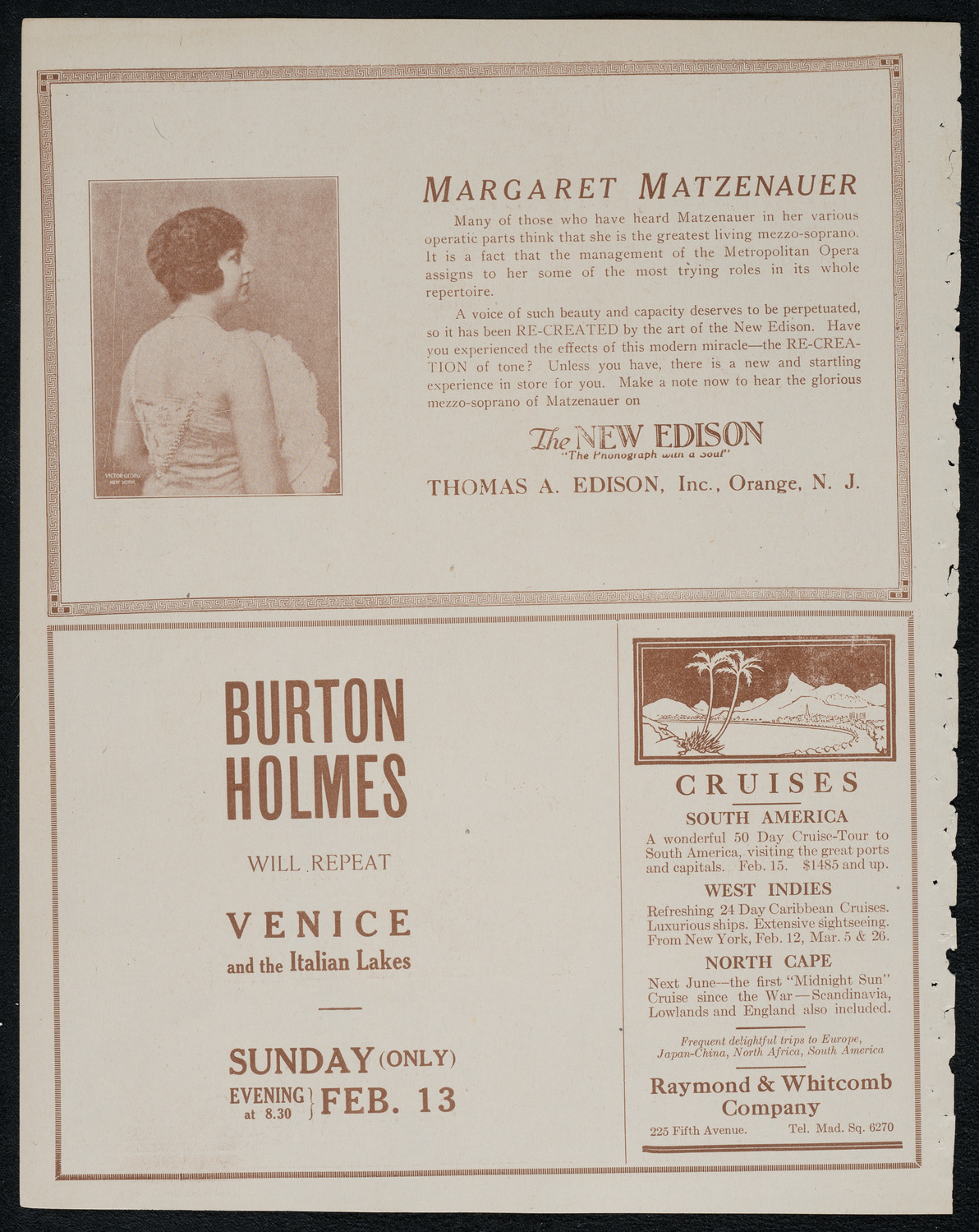 Burton Holmes Travelogue: Visions of Venice, February 6, 1921, program page 2