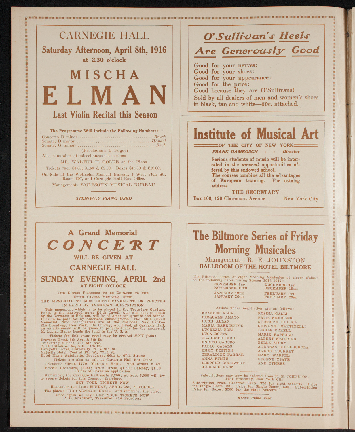 New York Symphony Orchestra, March 15, 1916, program page 2