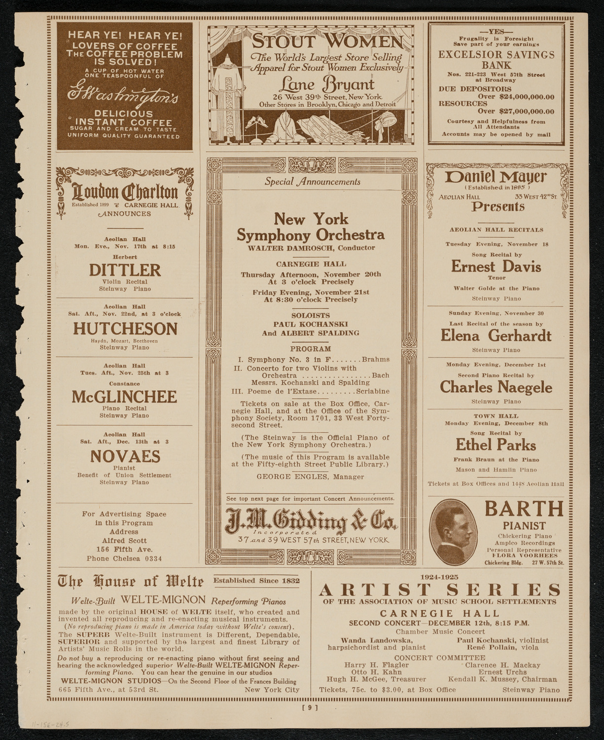 Paul Whiteman and His Orchestra, November 15, 1924, program page 9