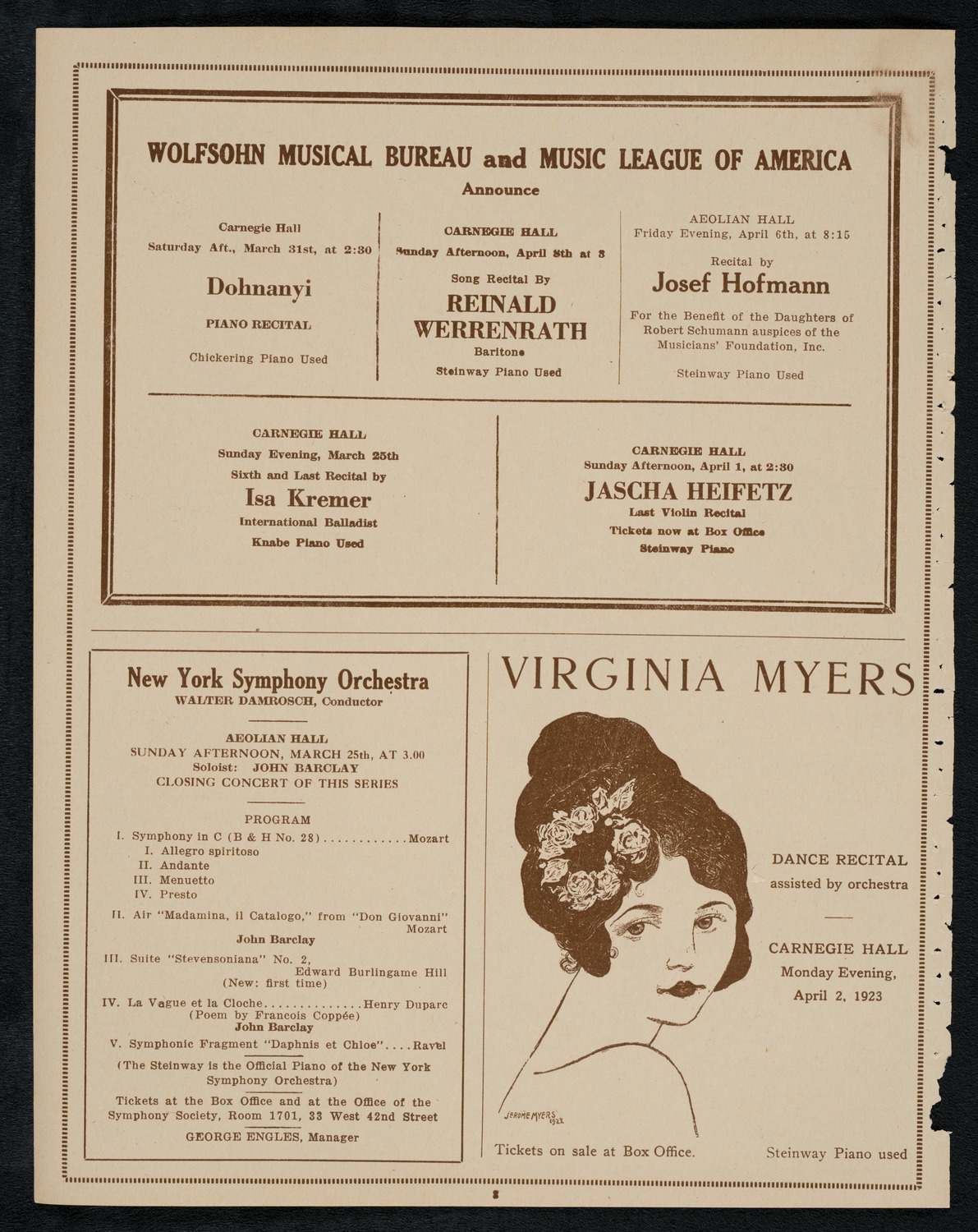 New York Philharmonic, March 23, 1923, program page 8