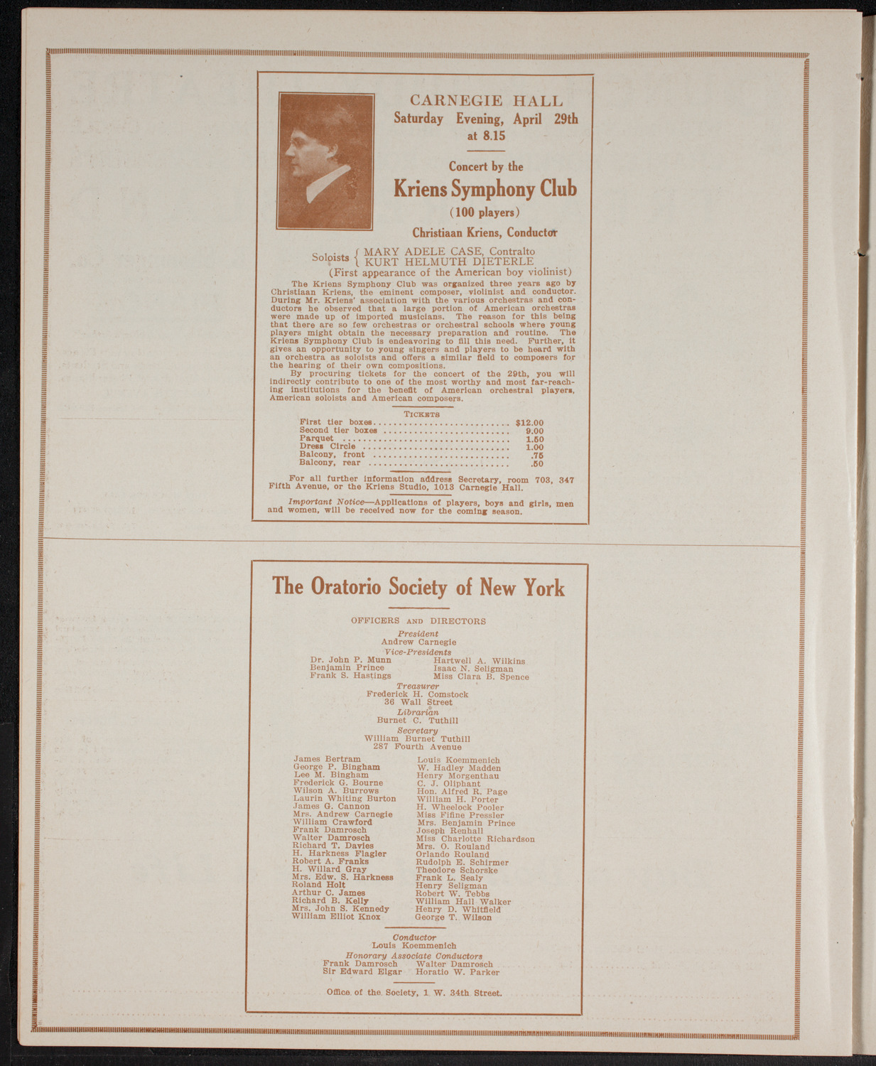 Cantor Seidel Rovner, April 22, 1916, program page 10