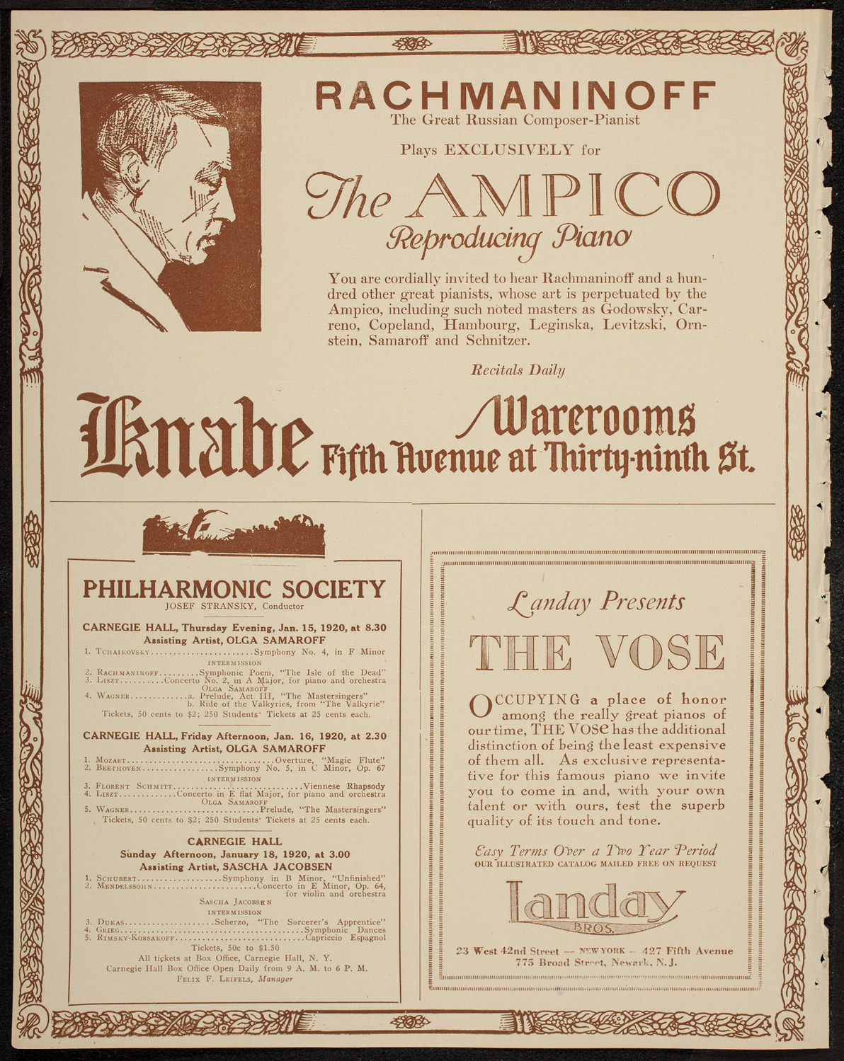 Gala Benefit Concert for New York Probation and Protective Association and Girls' Protective League, January 13, 1920, program page 12