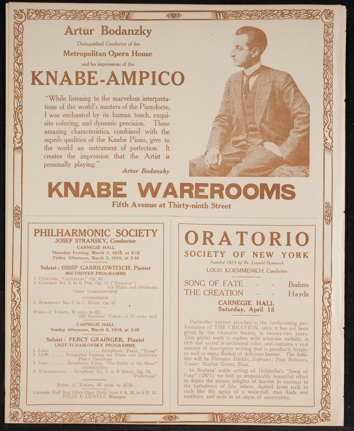 William Wade Hinshaw, February 29, 1916, program page 12