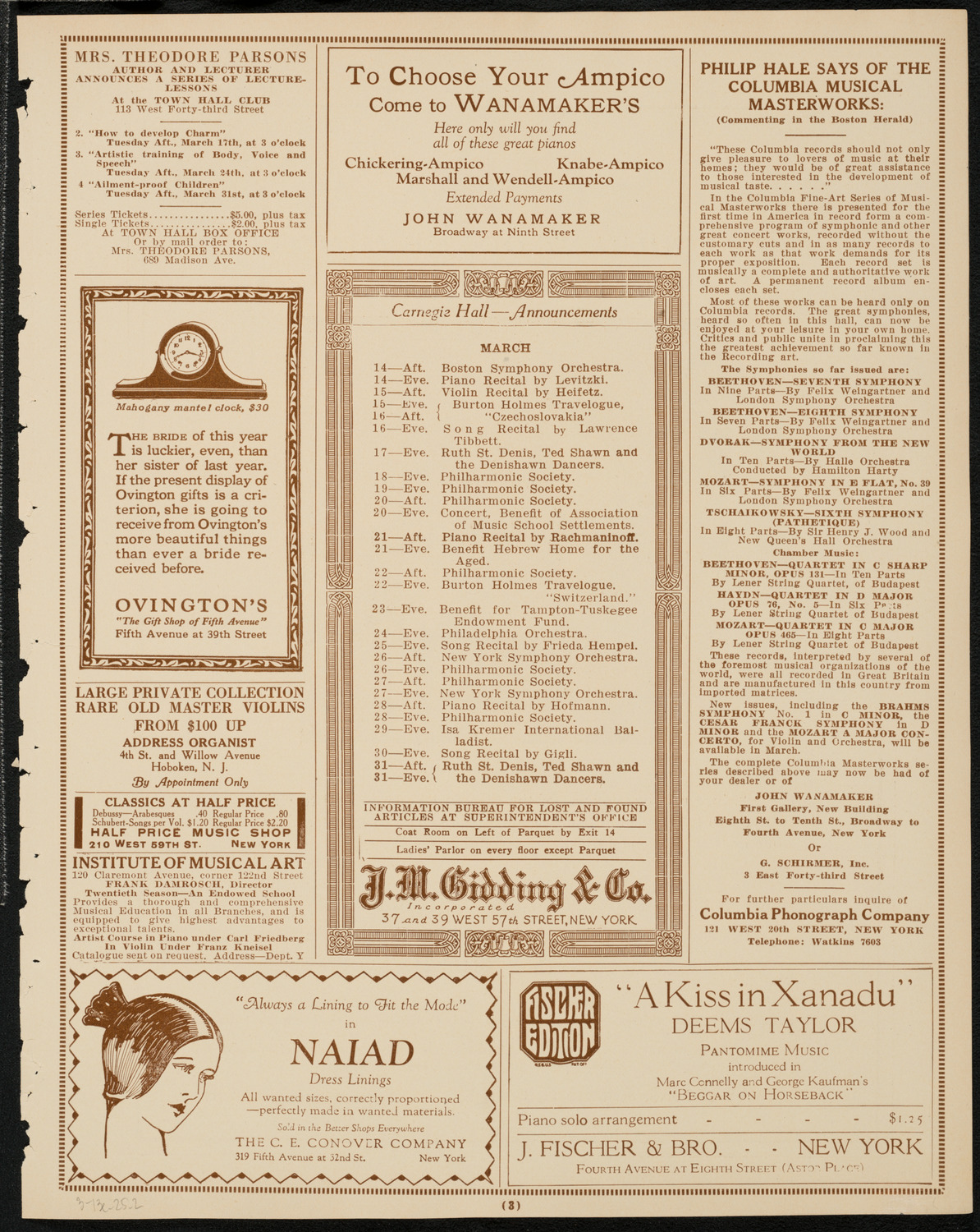 New York Symphony Orchestra, March 13, 1925, program page 3