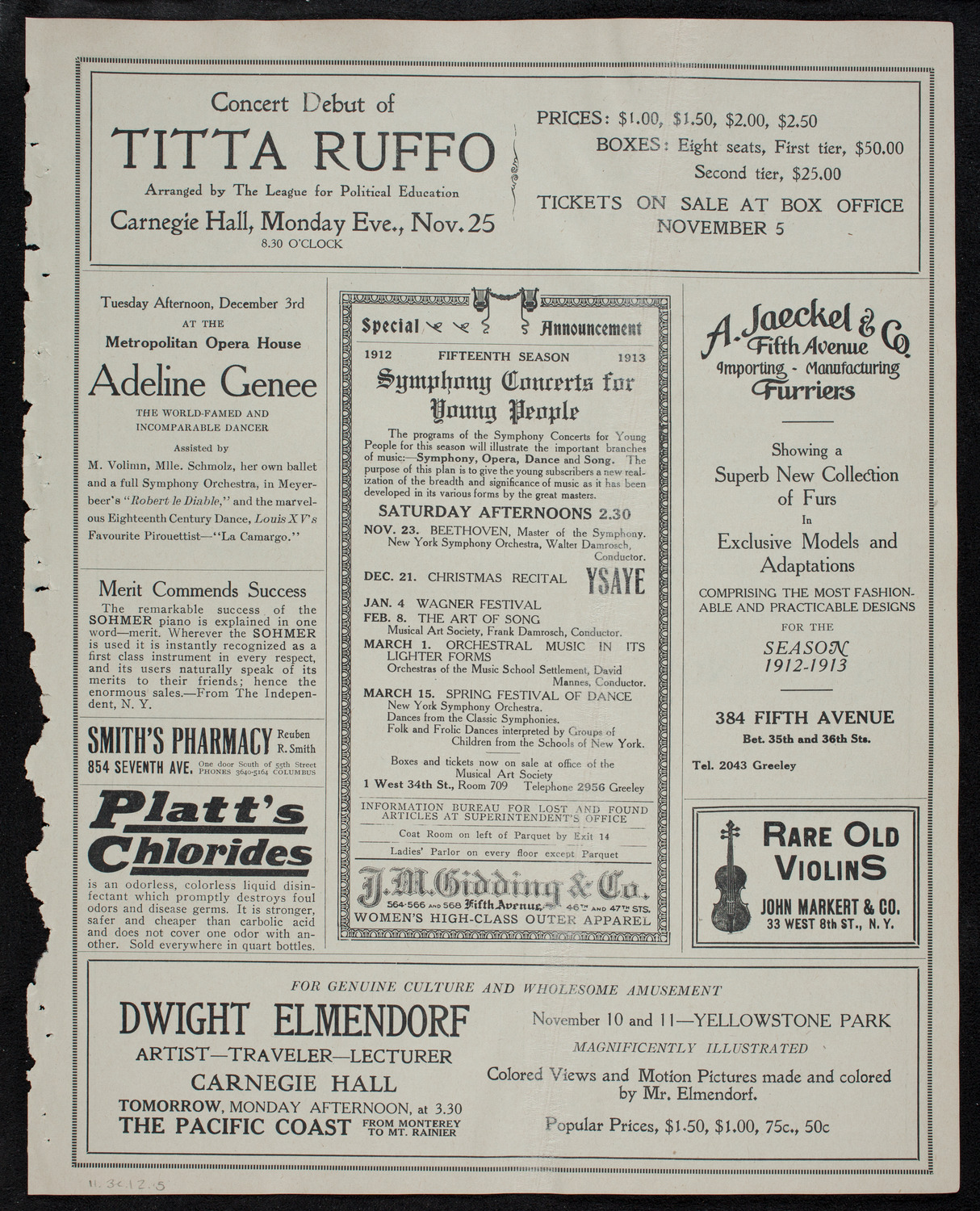 Elmendorf Lecture: The Pacific Coast, November 3, 1912, program page 9