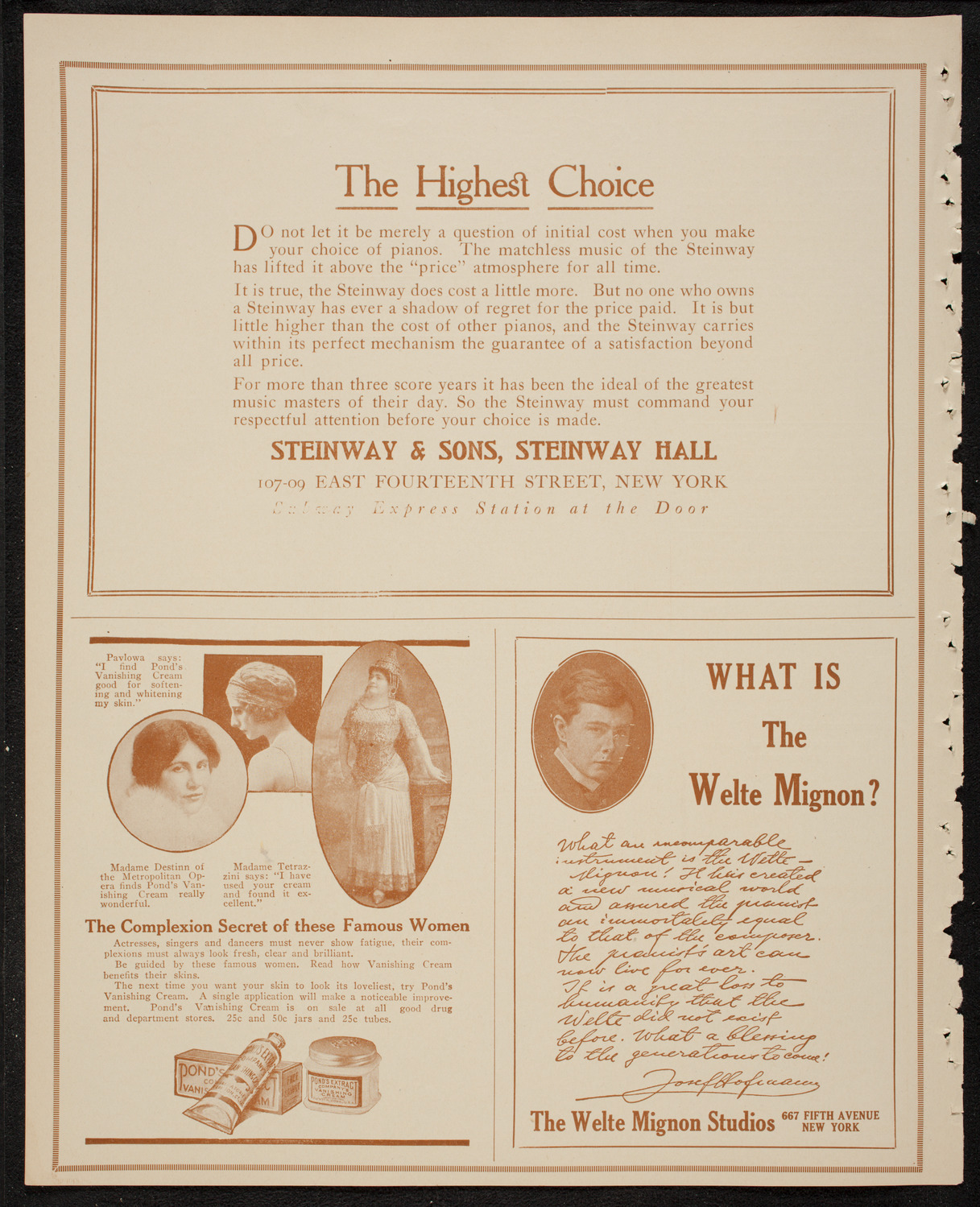 Schola Cantorum of New York, January 31, 1917, program page 4