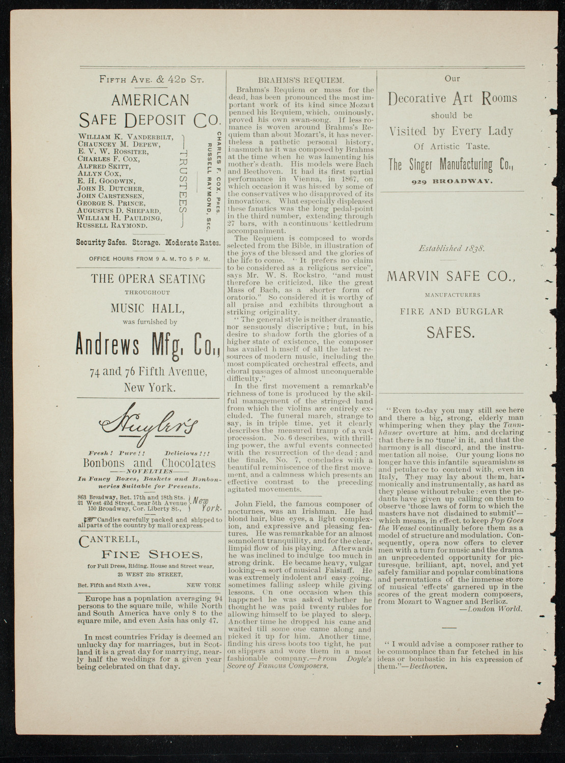 Oratorio Society of New York, November 27, 1891, program page 4