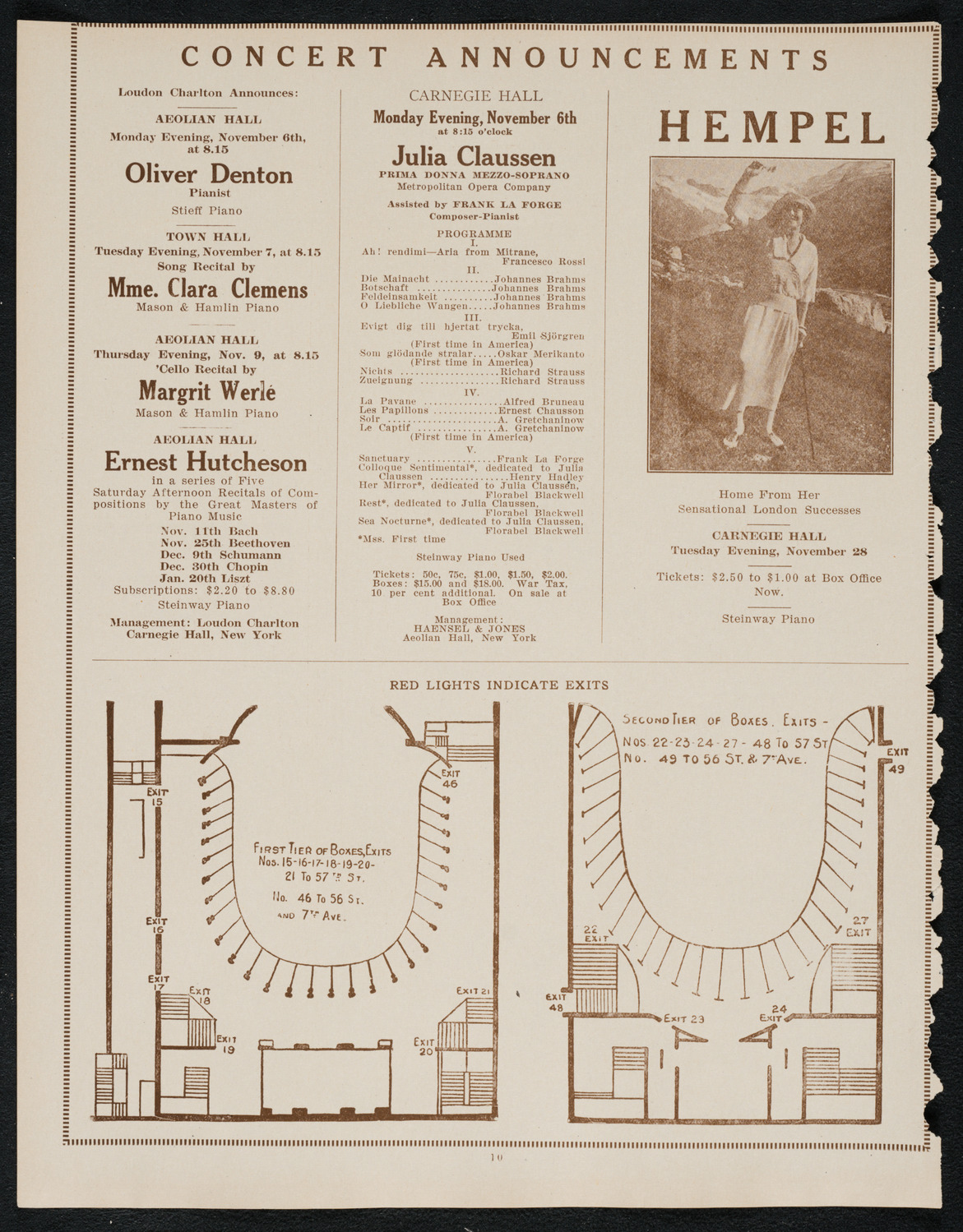 Florence Easton, Soprano, November 2, 1922, program page 10