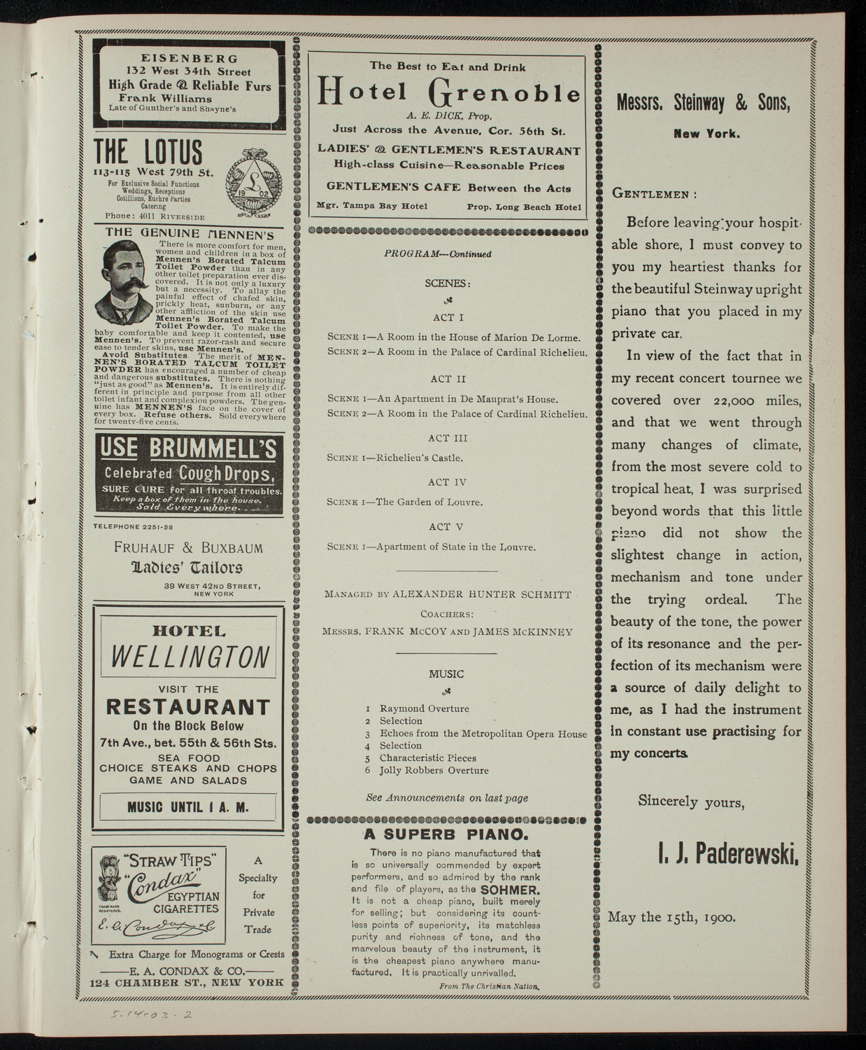 De Witt Clinton Dramatic Society, May 14, 1903, program page 3