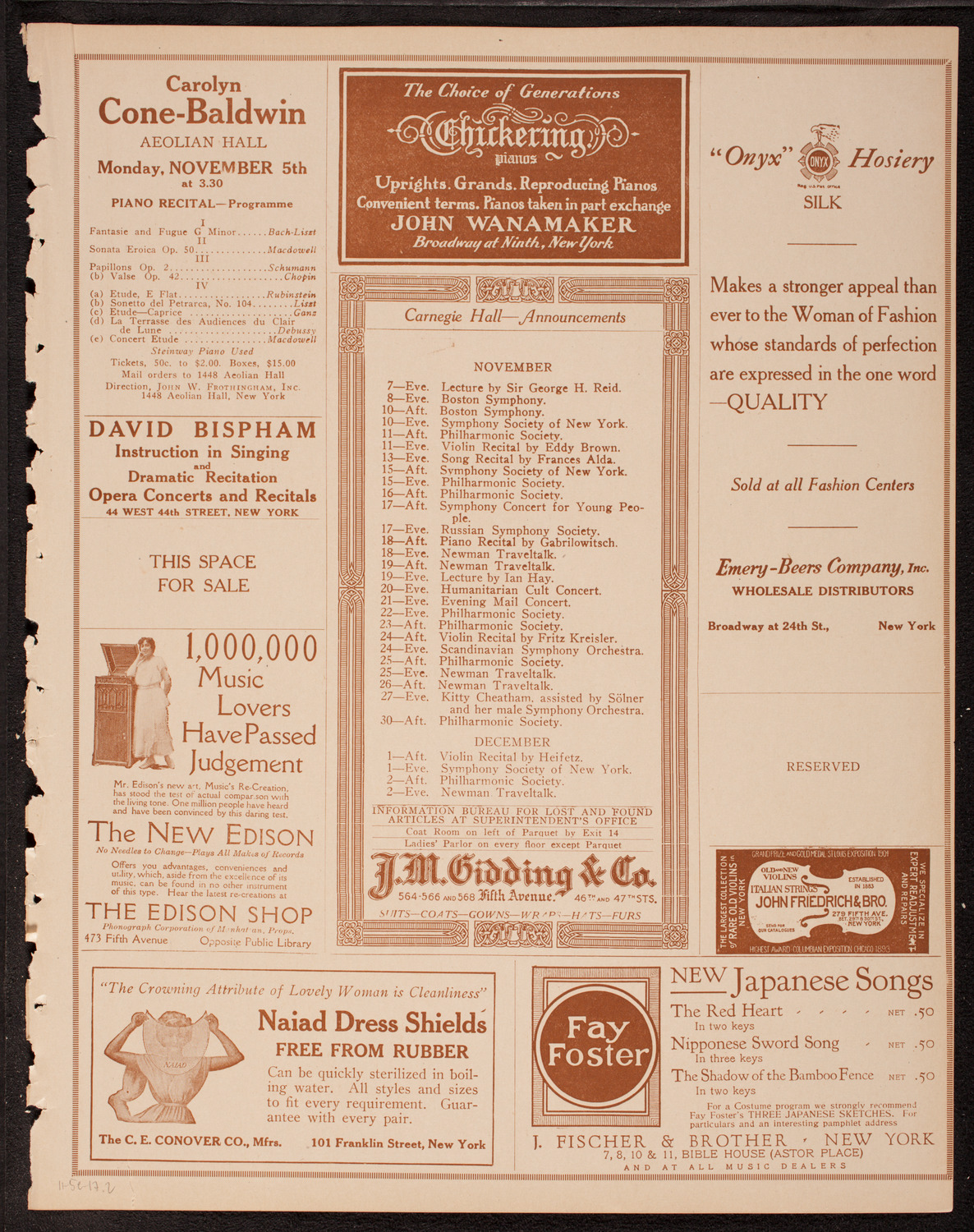 Meeting: The Humanitarian Cult, November 5, 1917, program page 3