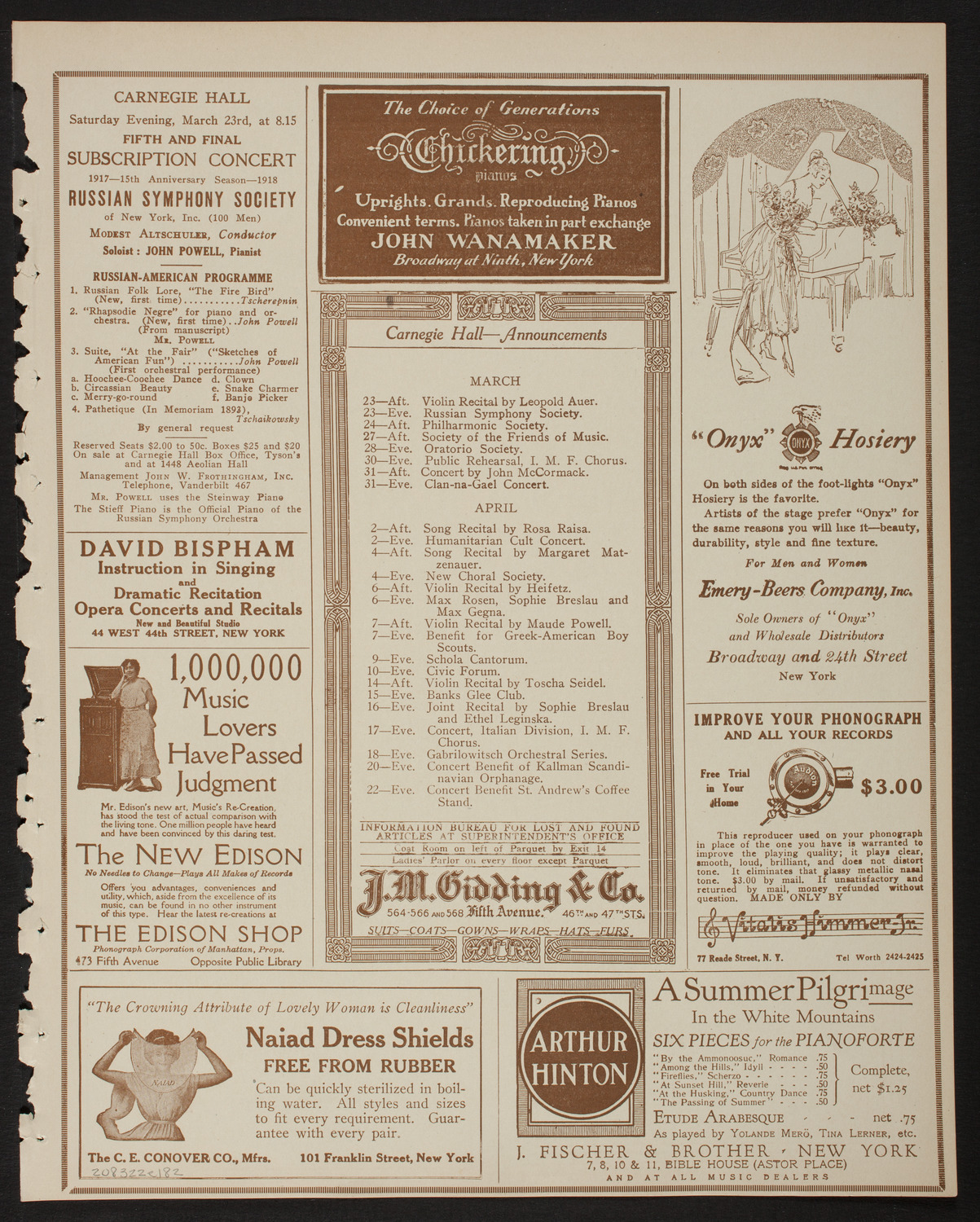 Lecture by Captain R. Hugh Knyvett, March 22, 1918, program page 3