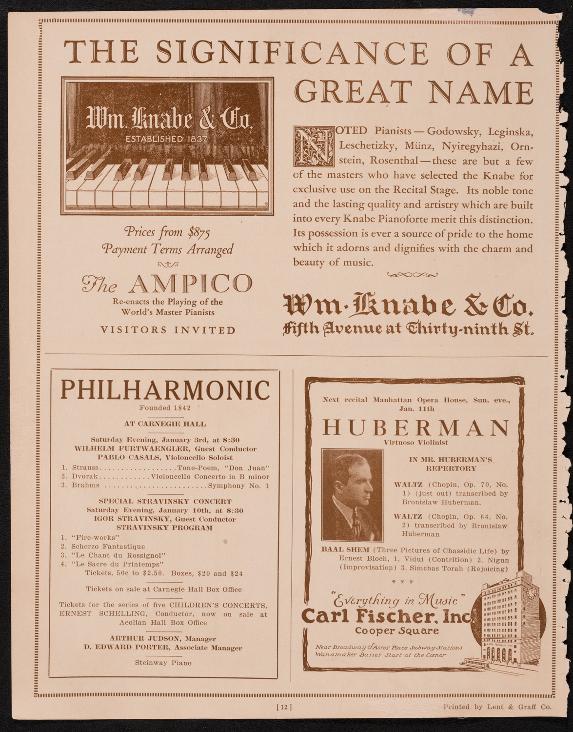 New York Symphony Orchestra, January 1, 1925, program page 12