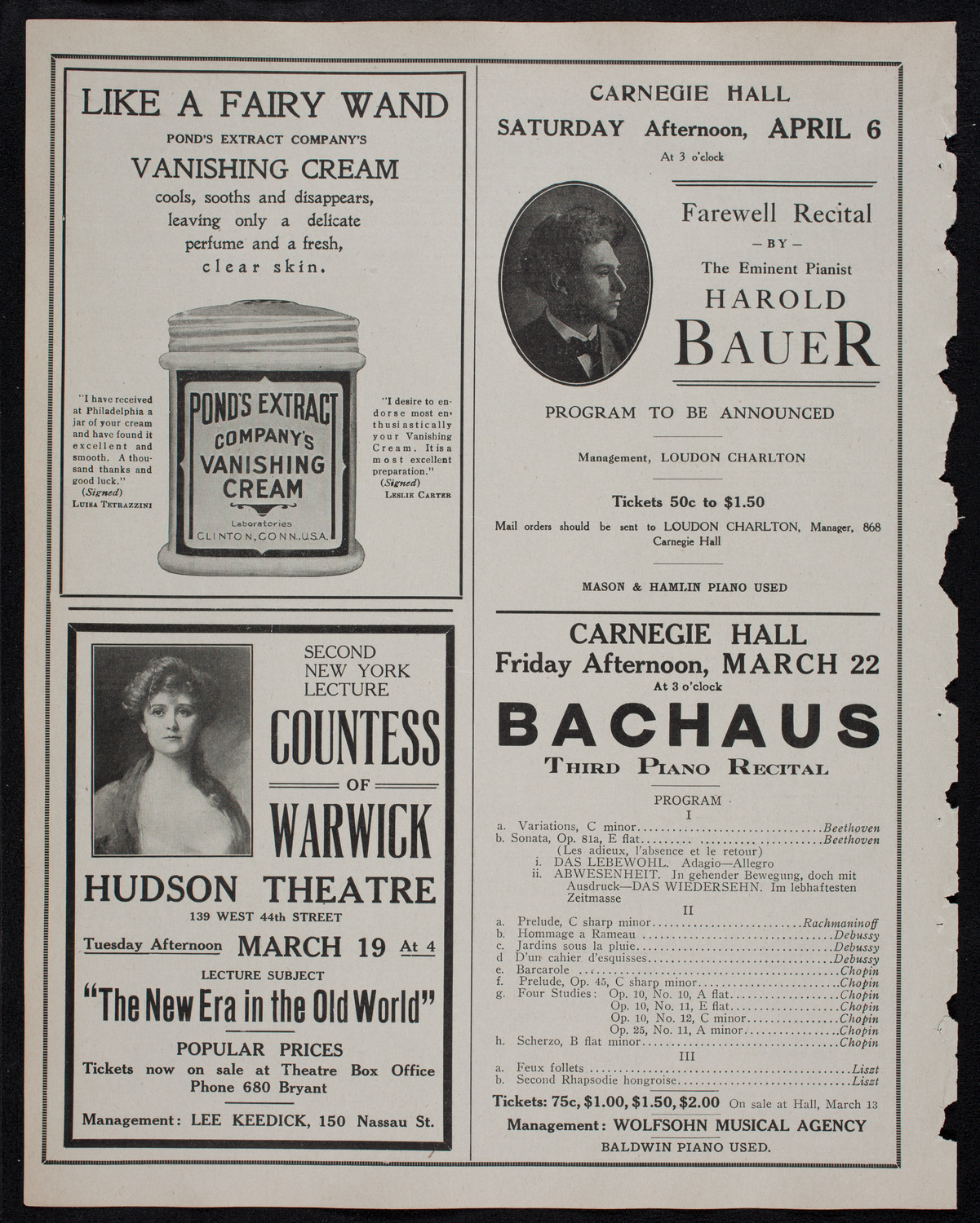 New York Philharmonic, March 14, 1912, program page 8