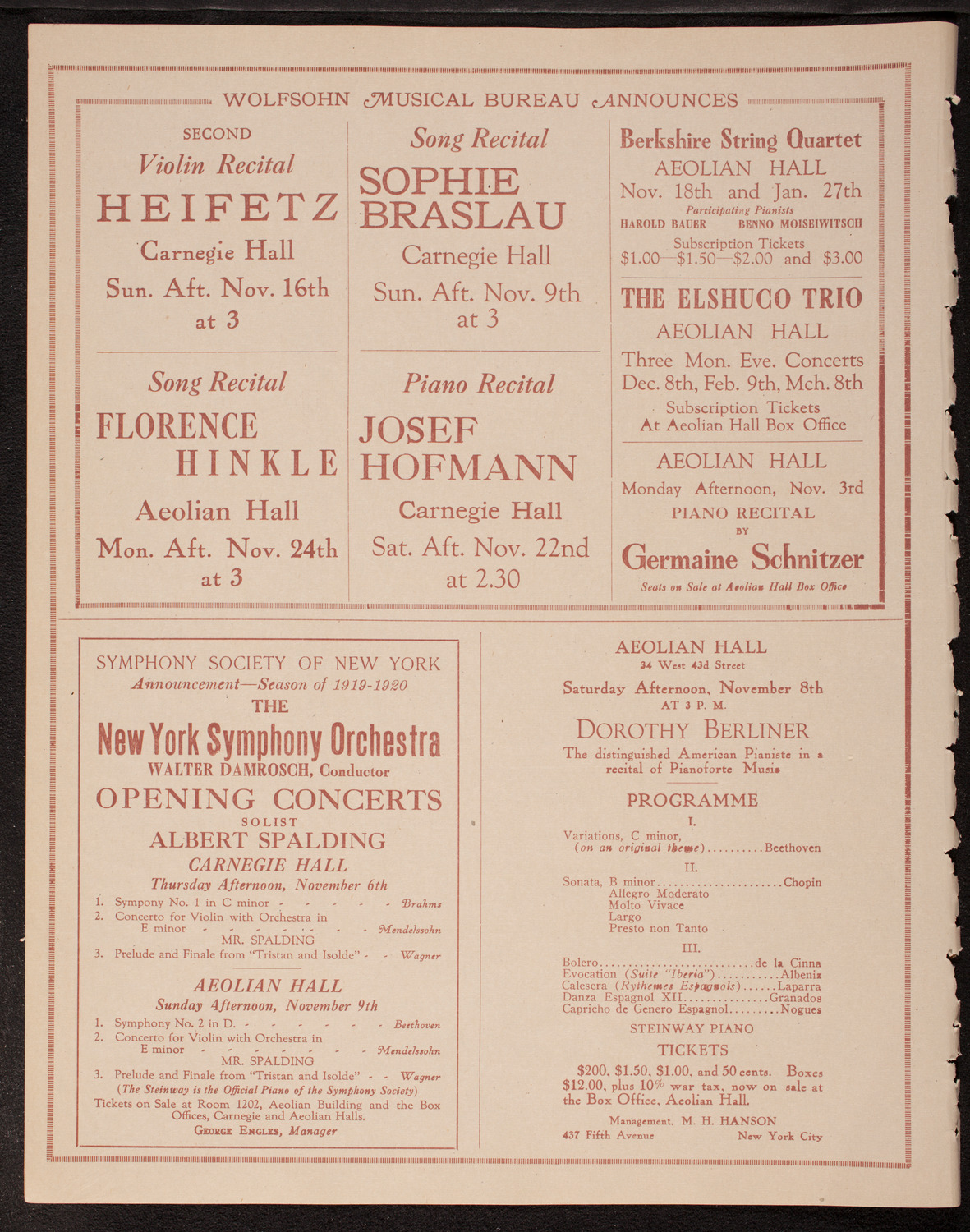 Helen Stanley, Soprano, November 4, 1919, program page 8