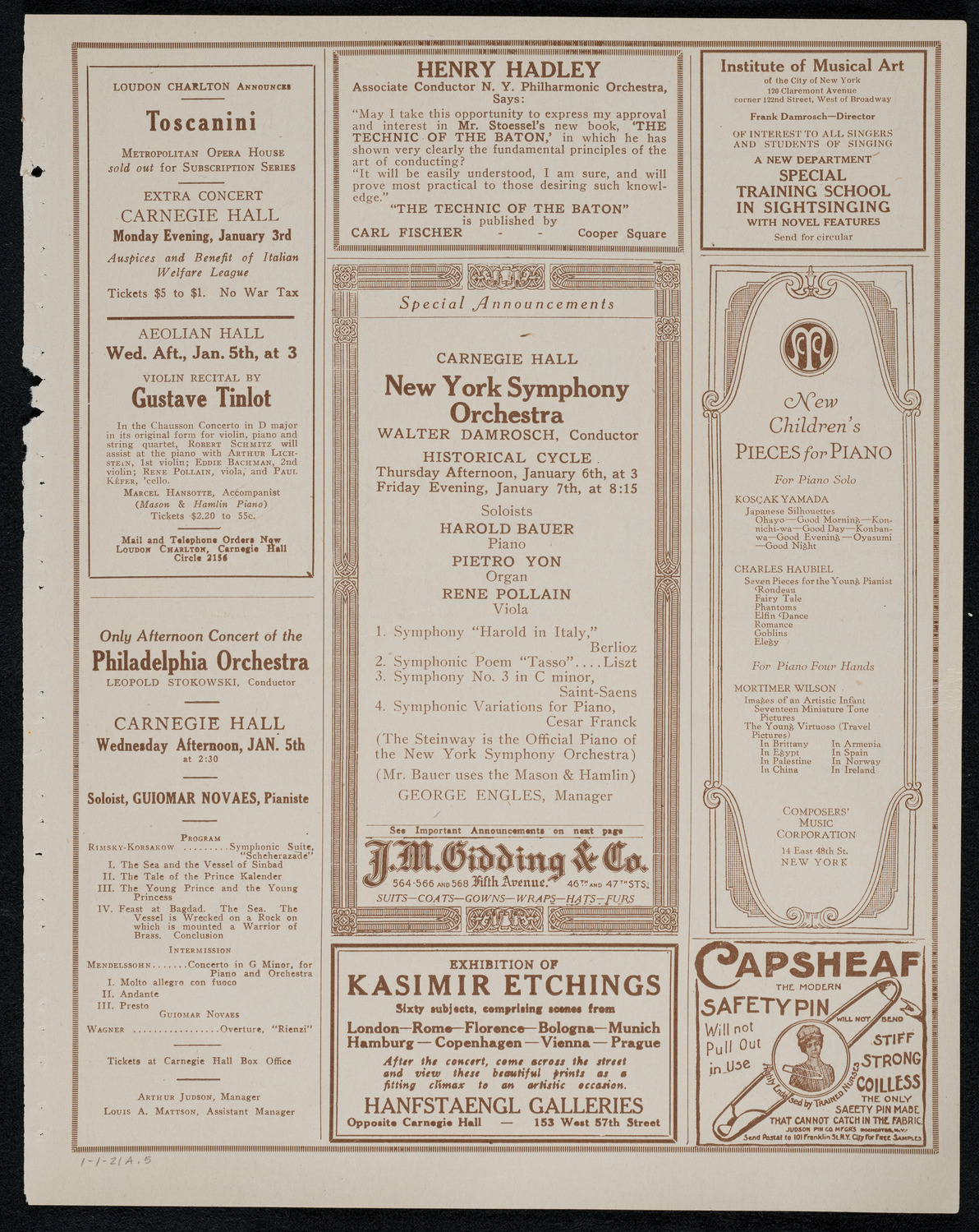 Symphony Concert for Young People, January 1, 1921, program page 9
