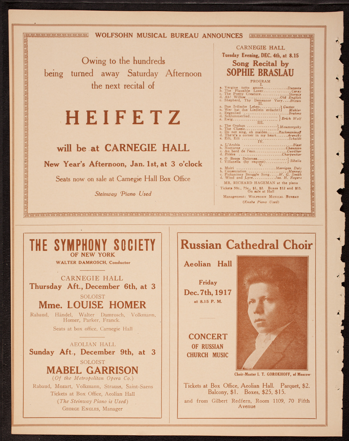 New York Philharmonic, December 2, 1917, program page 8