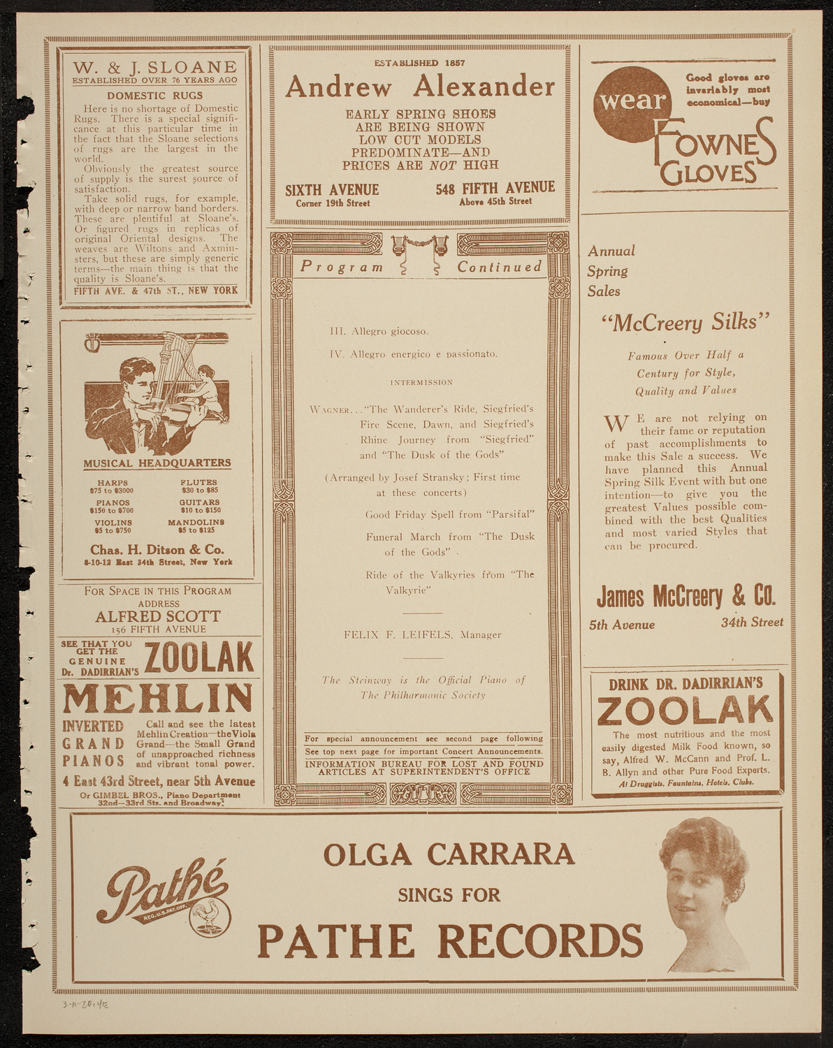 New York Philharmonic, March 11, 1920, program page 7